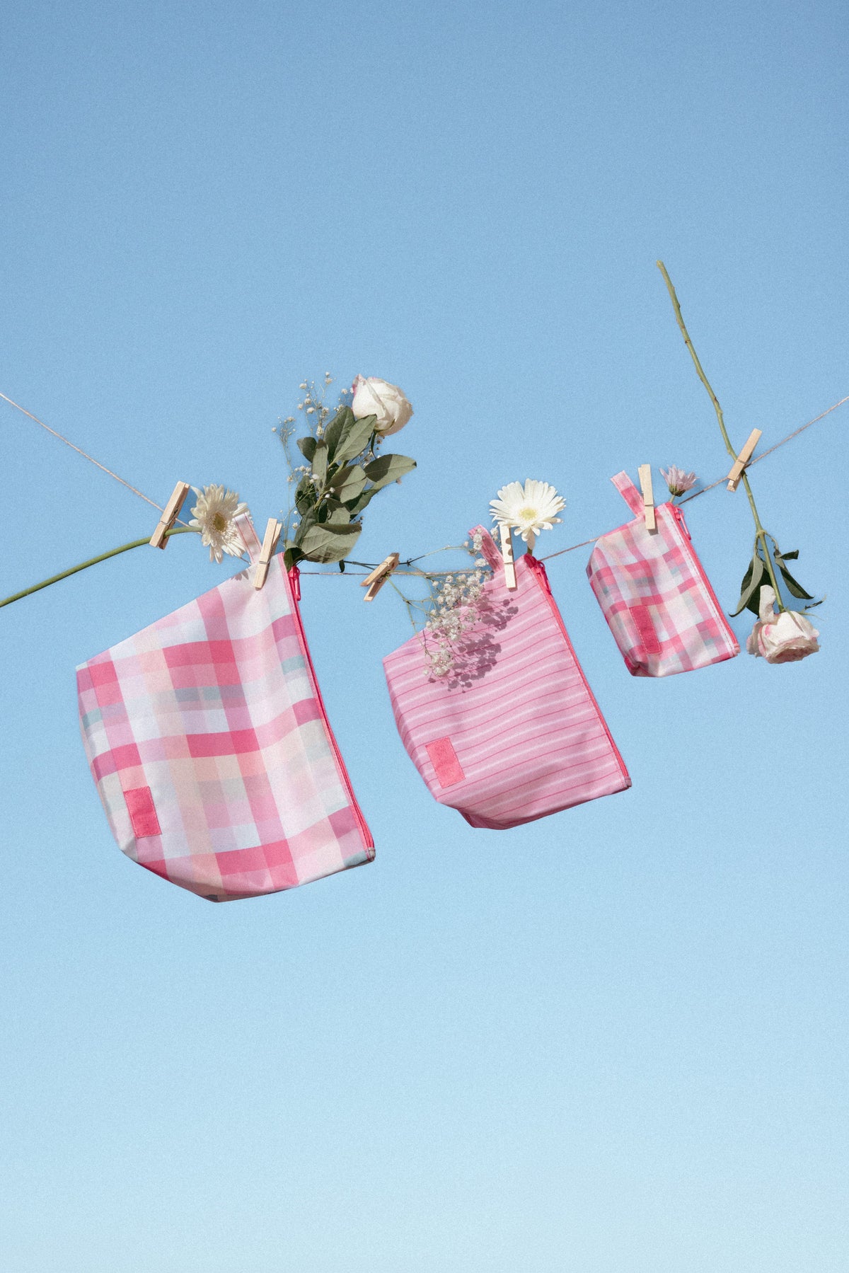 Handy Pouch Trio - Pink Picnic Plaid