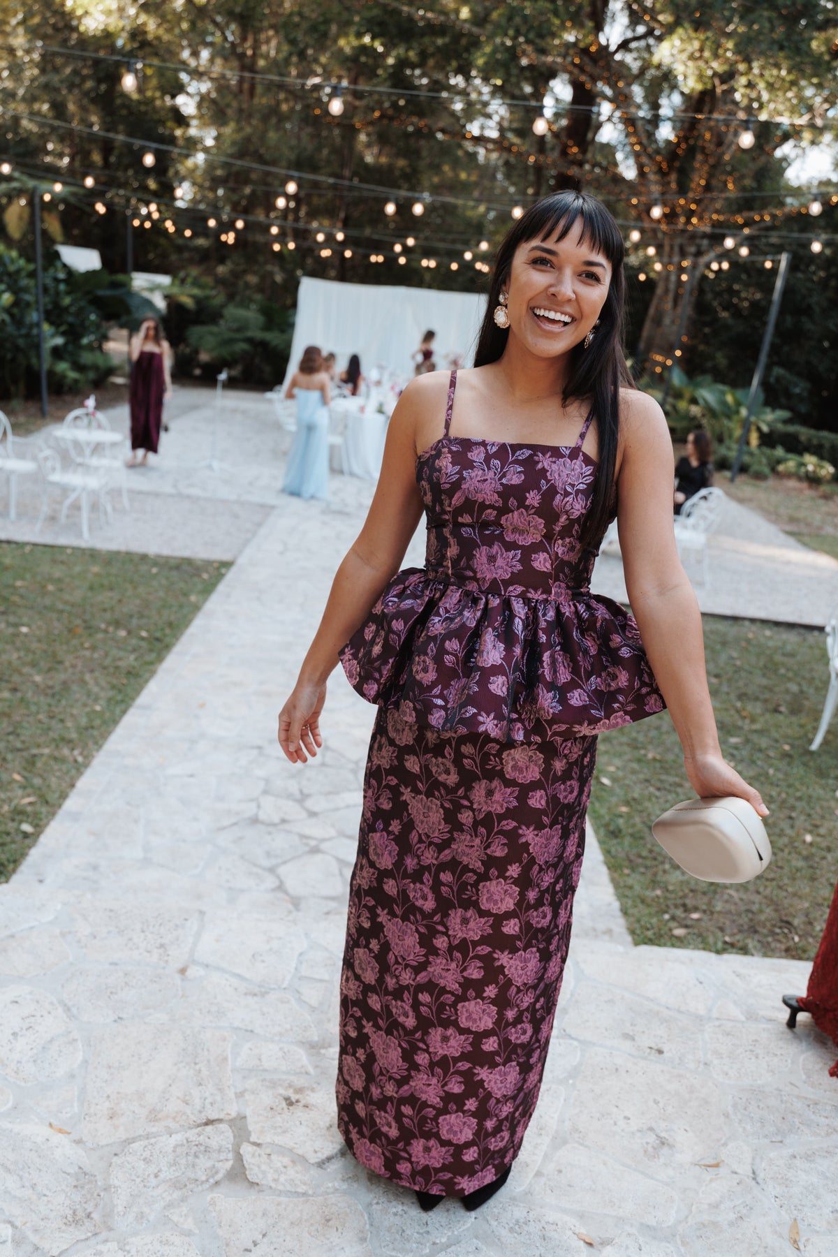 Allegro Column Skirt - Plum Brocade