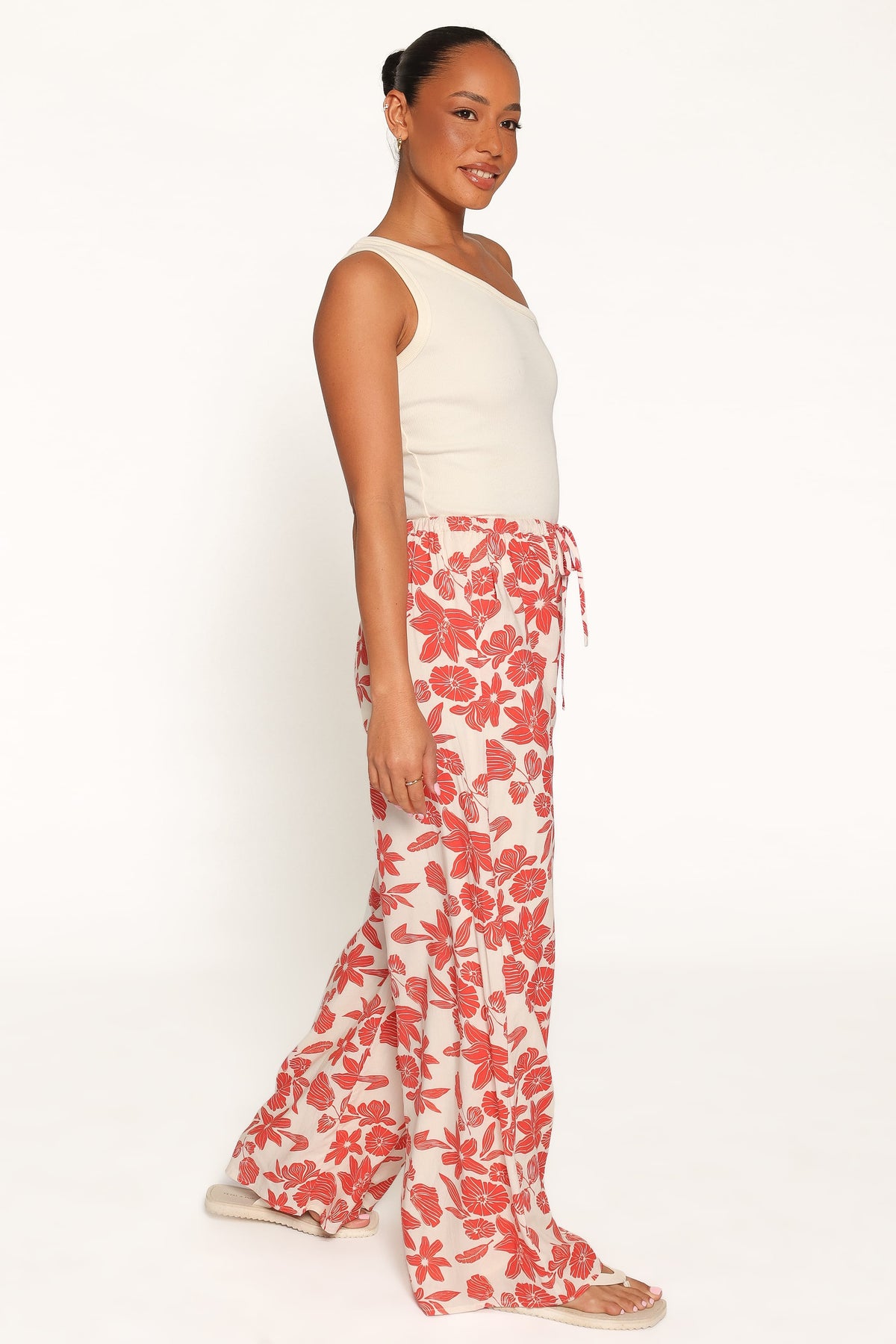 Lira Tie Waist Pant - Red Floral