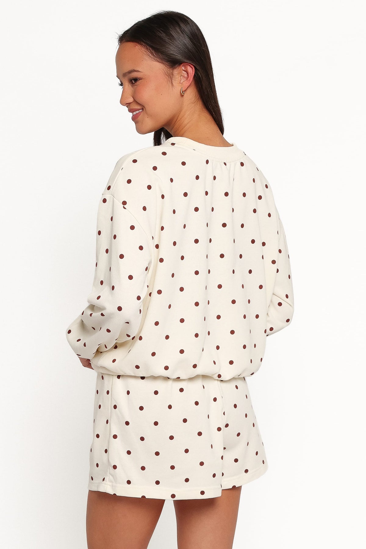 Novie Sweat Shorts - Brown Polka Dot