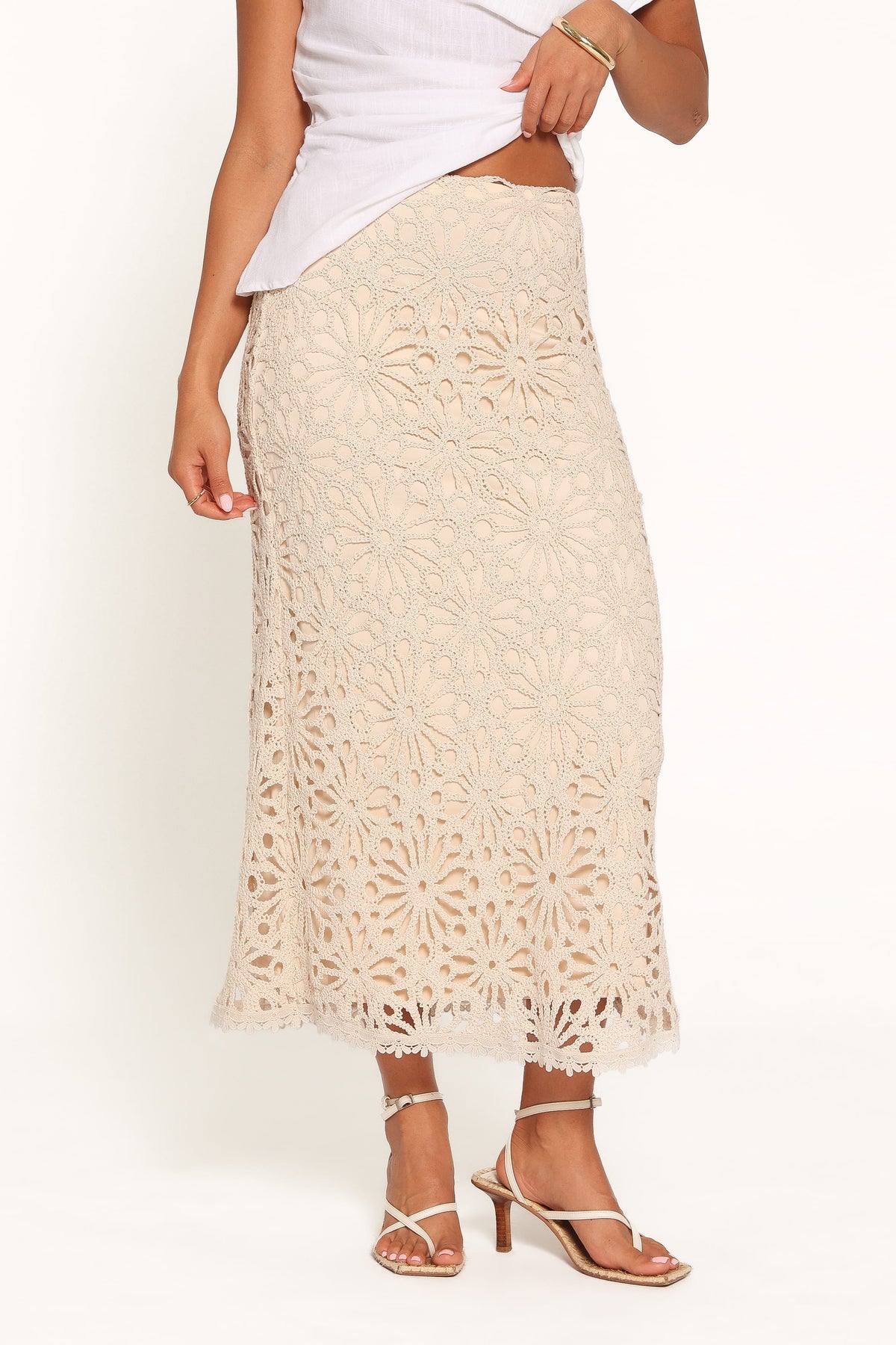 Vesela Crochet Maxi Skirt - Natural