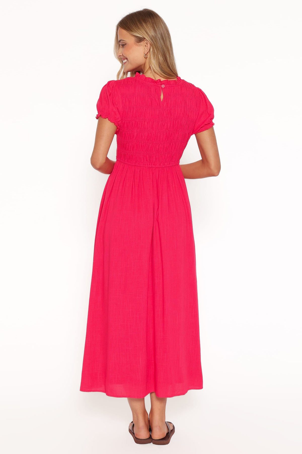 Darla Puff Sleeve Dress - Hot Coral