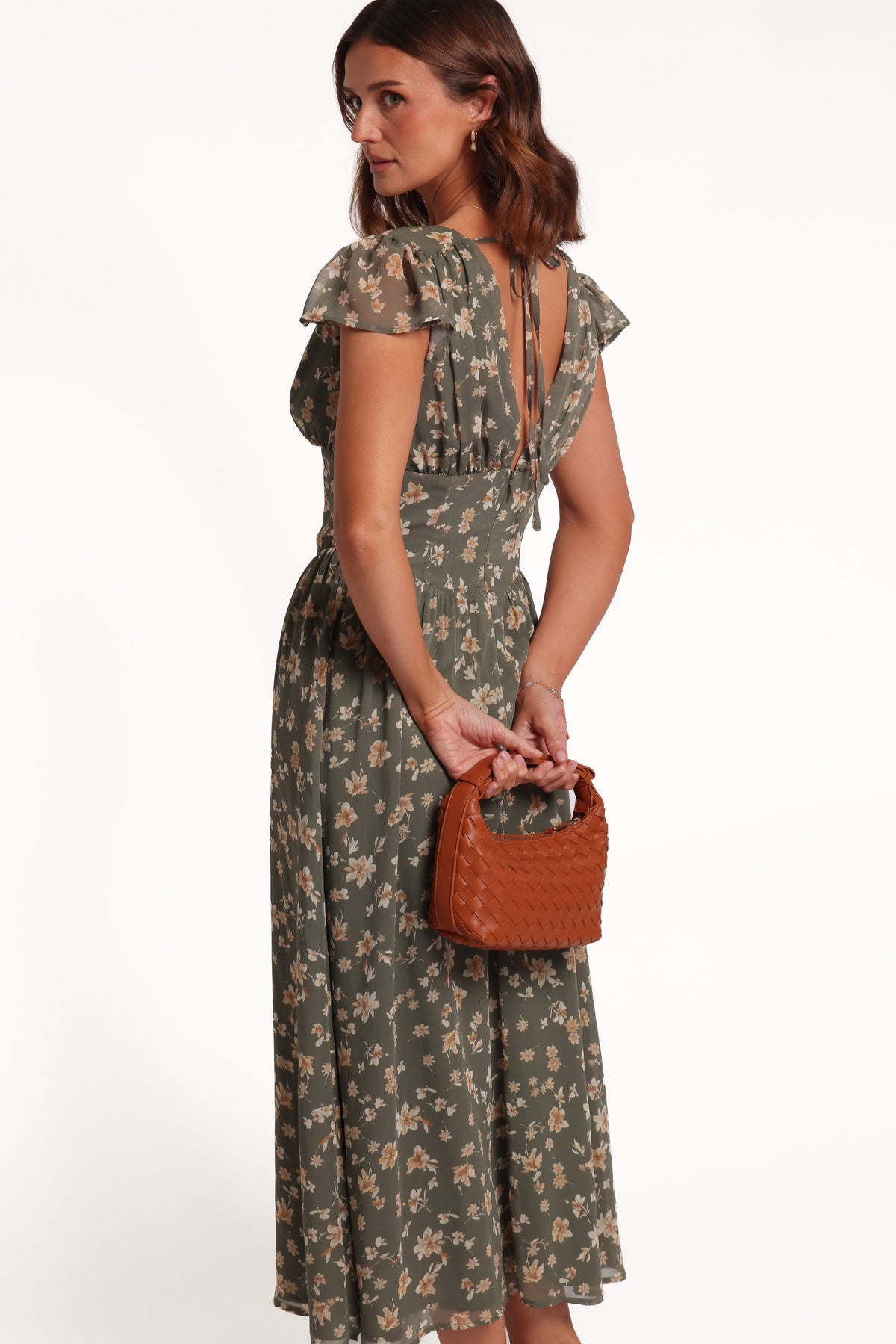 Davie Midi Dress - Olive Floral