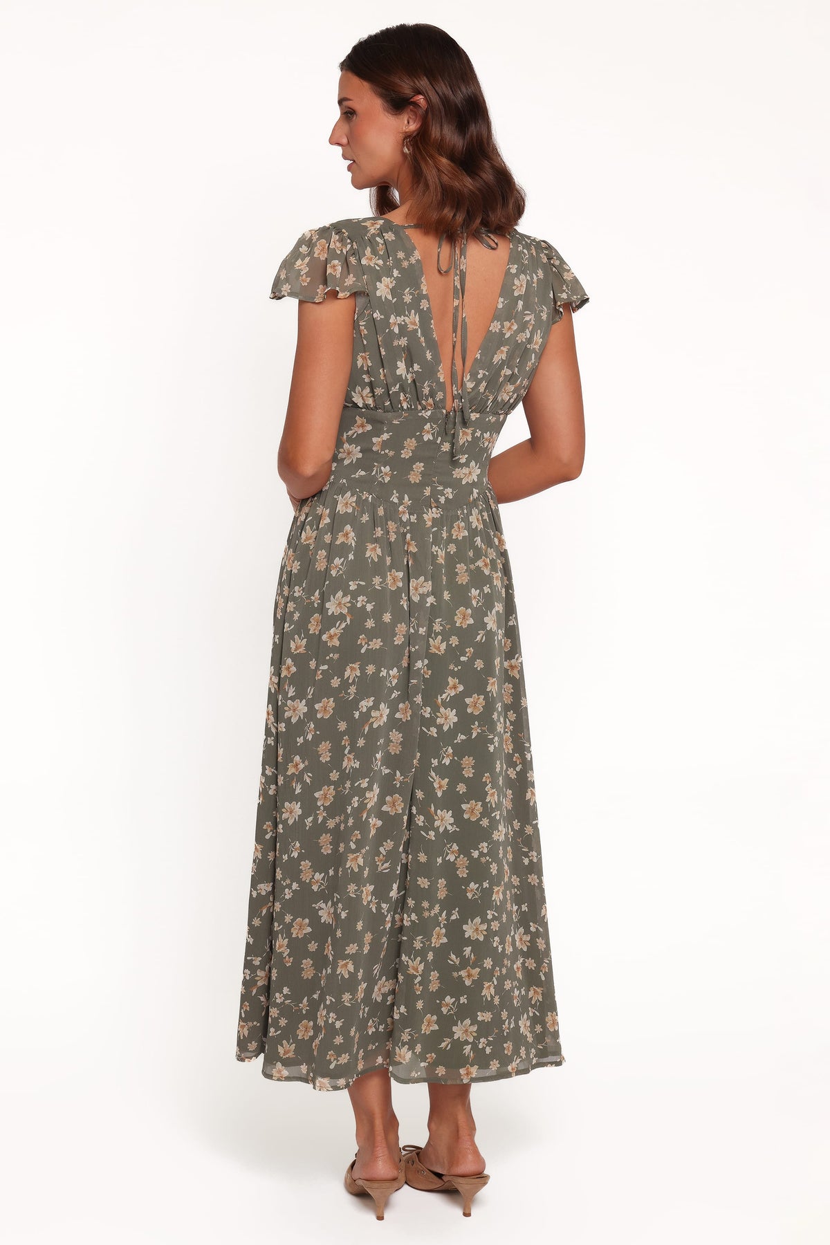 Davie Midi Dress - Olive Floral