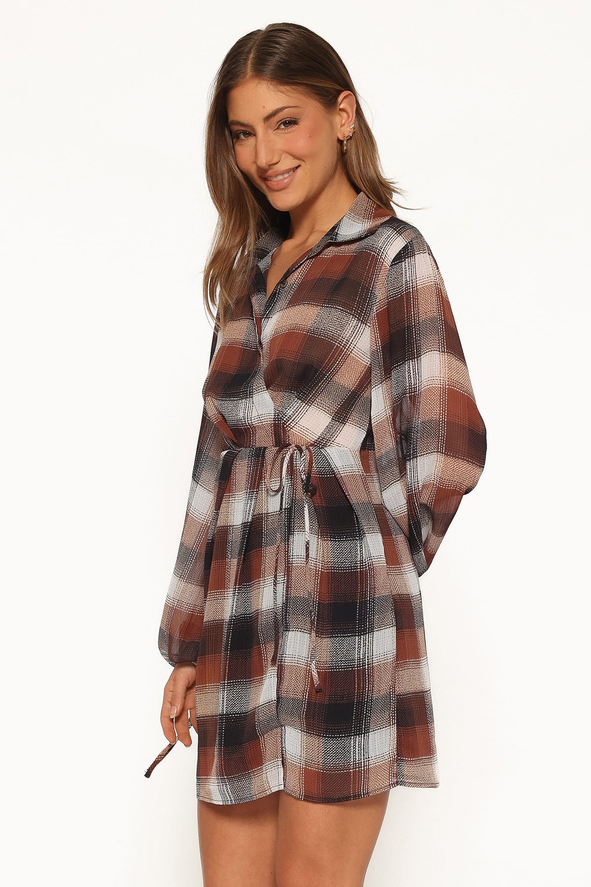 Eadie Long Sleeve Mini Dress - Plaid