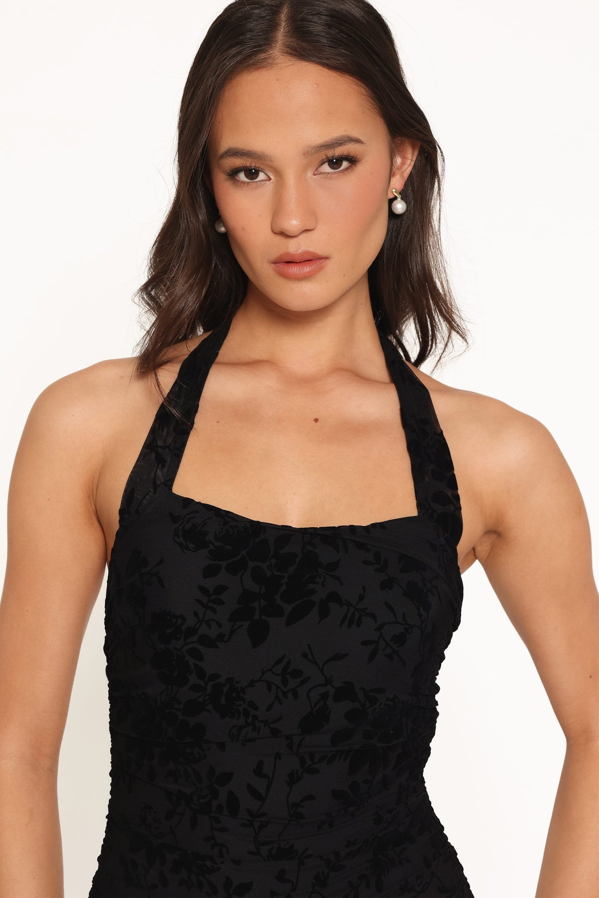 Izzie Midi Dress - Black Velvet Floral