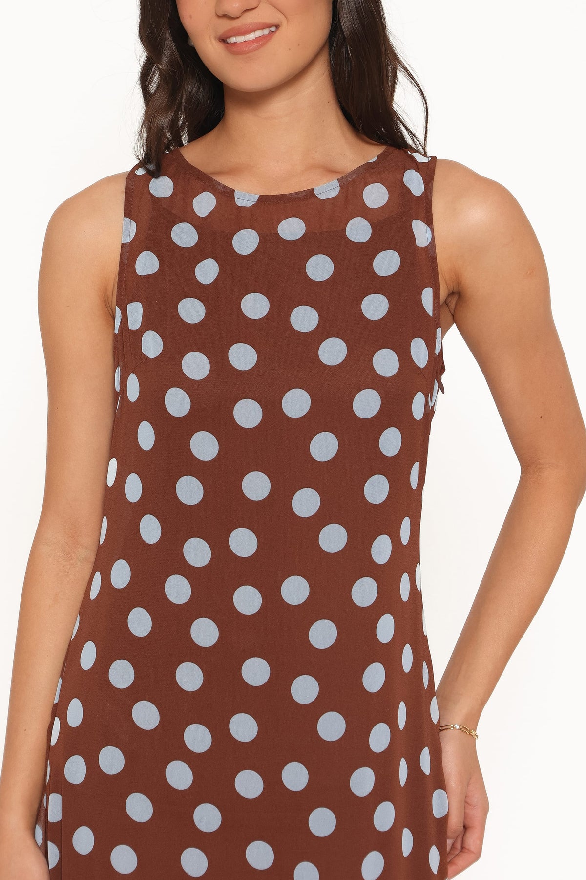 Keani Maxi Dress - Brown Polka Dot