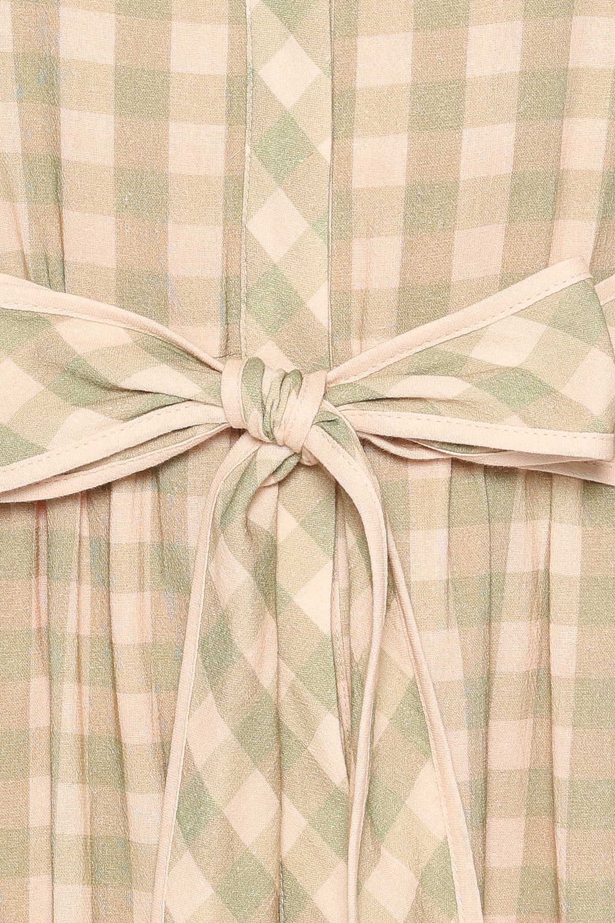 Lorry Tie Front Mini Dress - Green/Pink Gingham