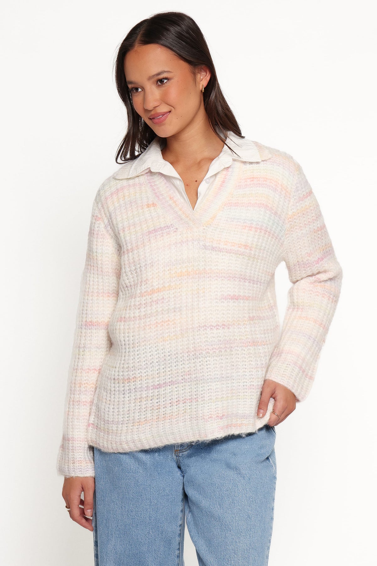 Alyx Spacedye Polo Sweater - Pink Multi