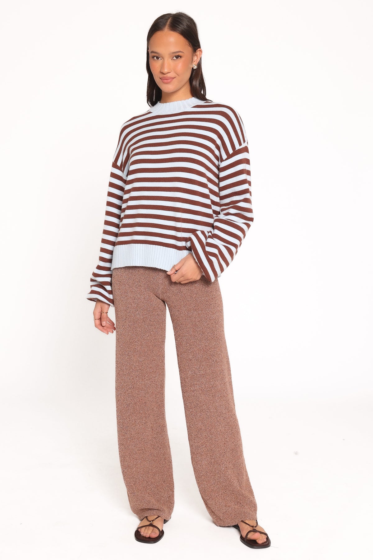Dominica Knit Sweater - Blue Chocolate Stripe