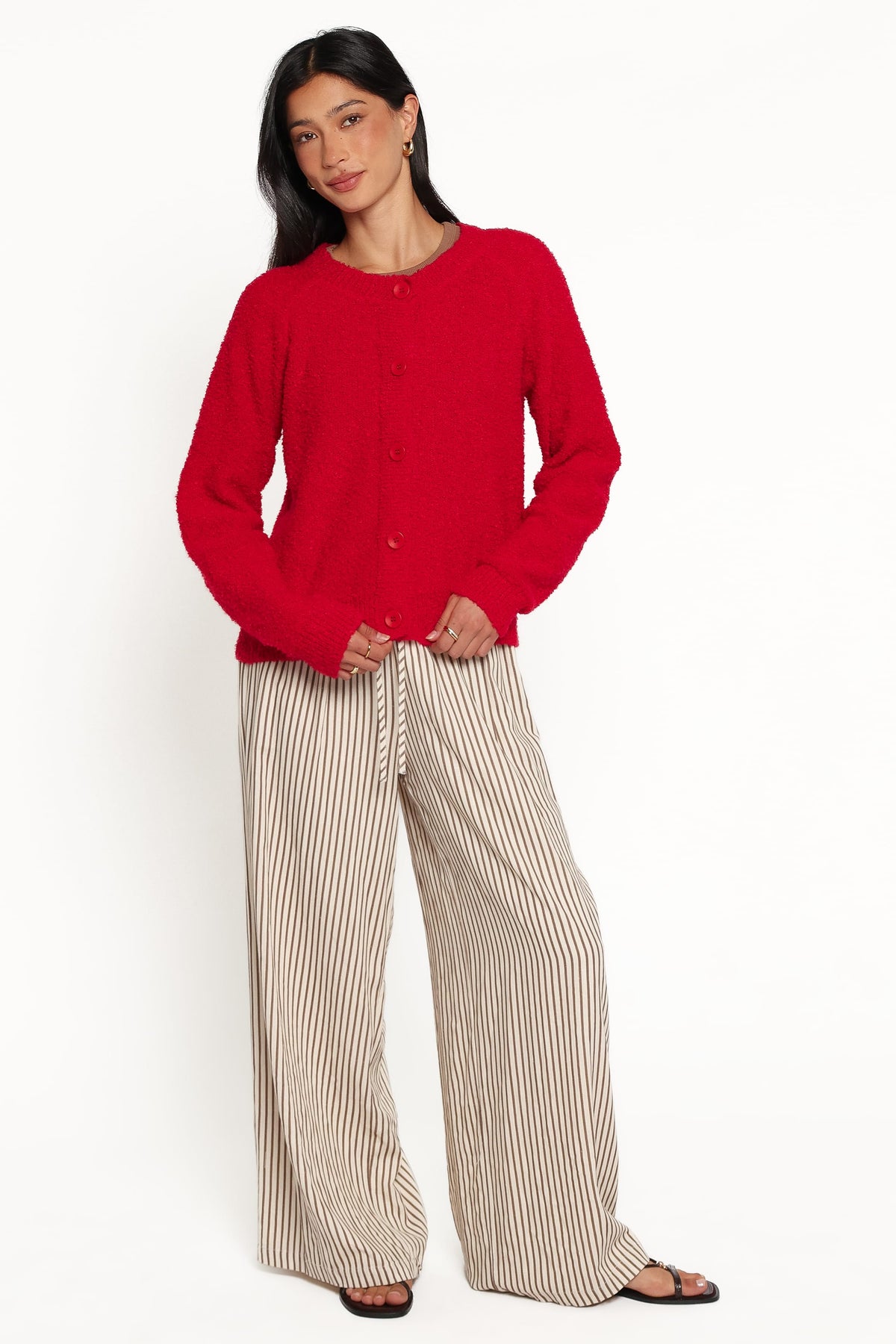 Finley Cropped Cardigan - Red
