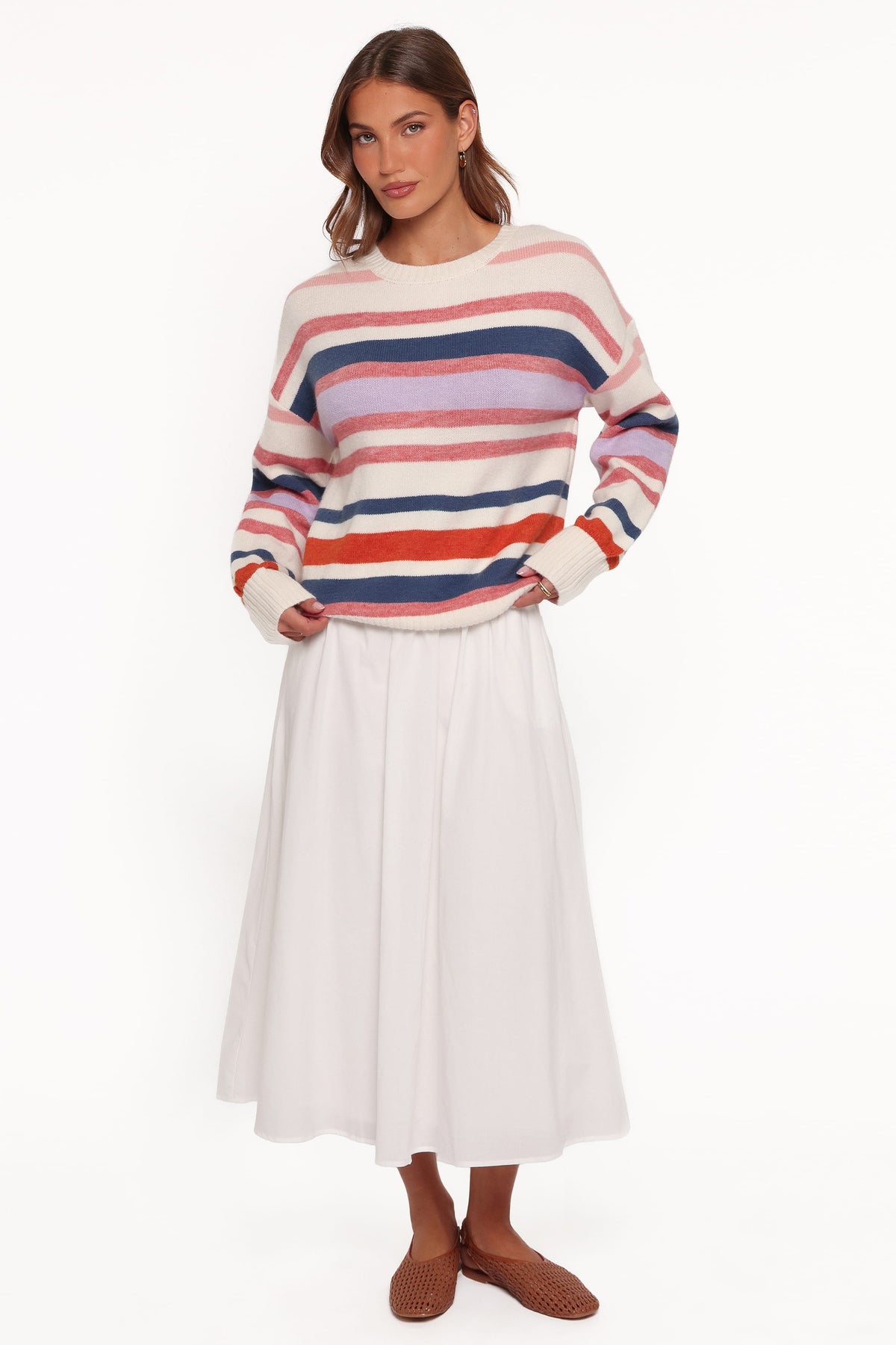 Saski Knit Sweater - Cream Multi Stripe