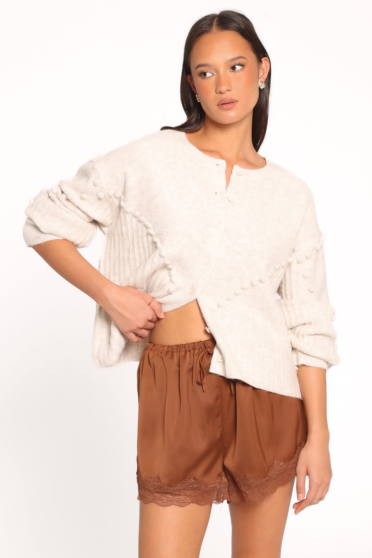 Tiziana Bobble Cardigan - Oatmeal