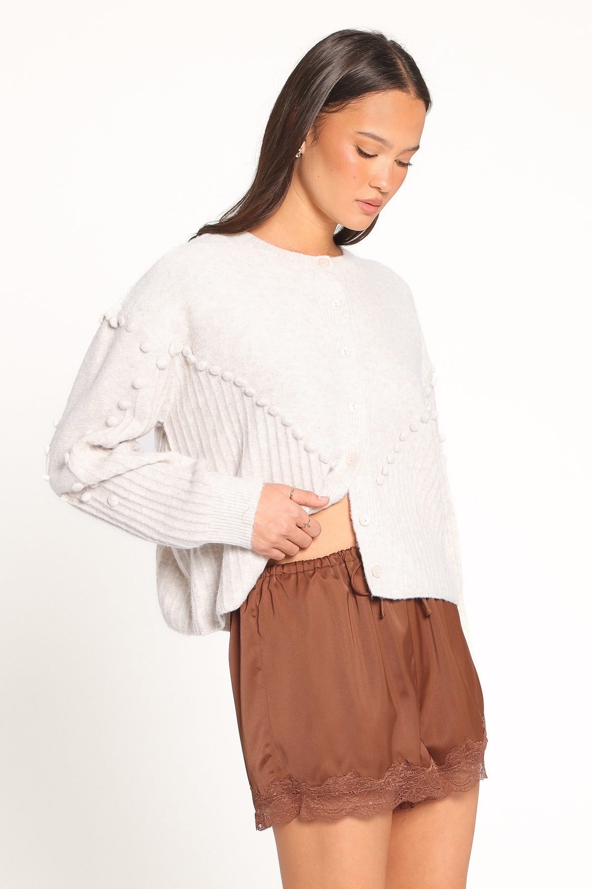 Tiziana Bobble Cardigan - Oatmeal