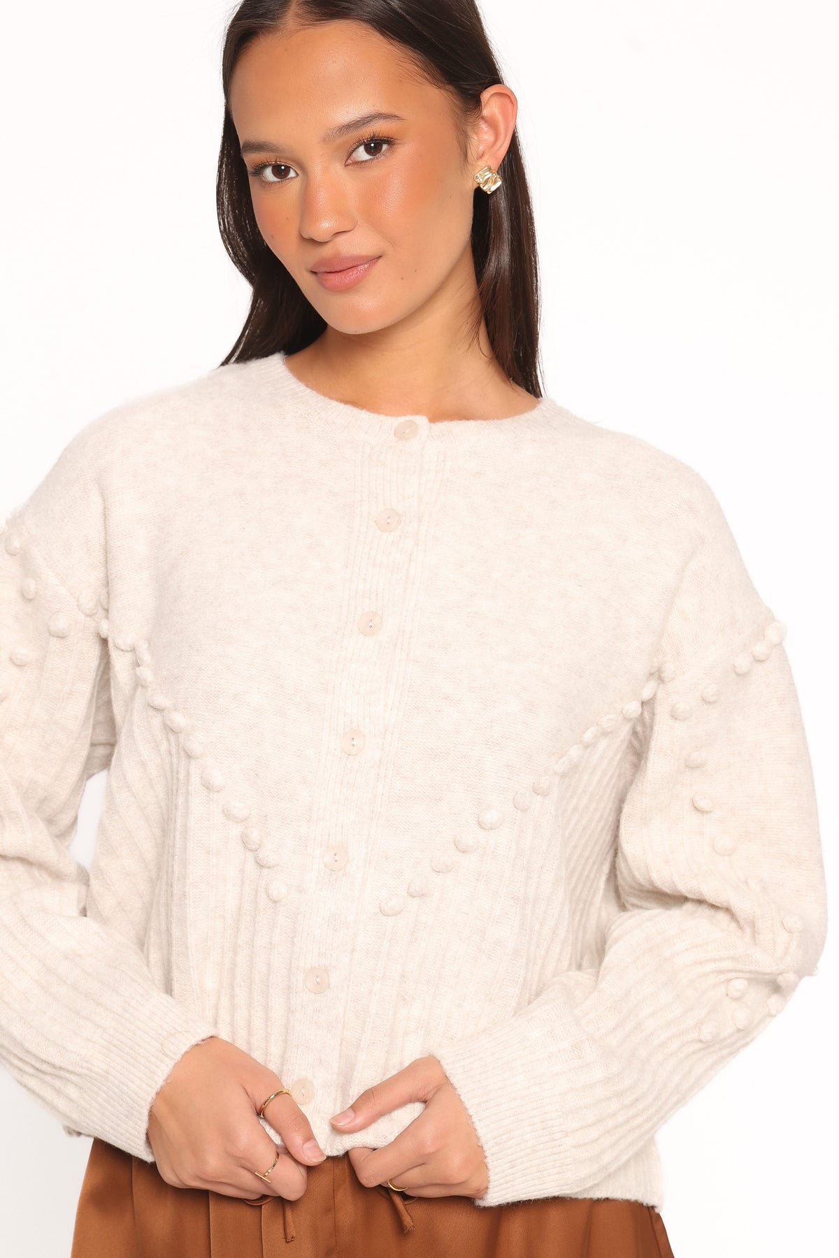 Tiziana Bobble Cardigan - Oatmeal