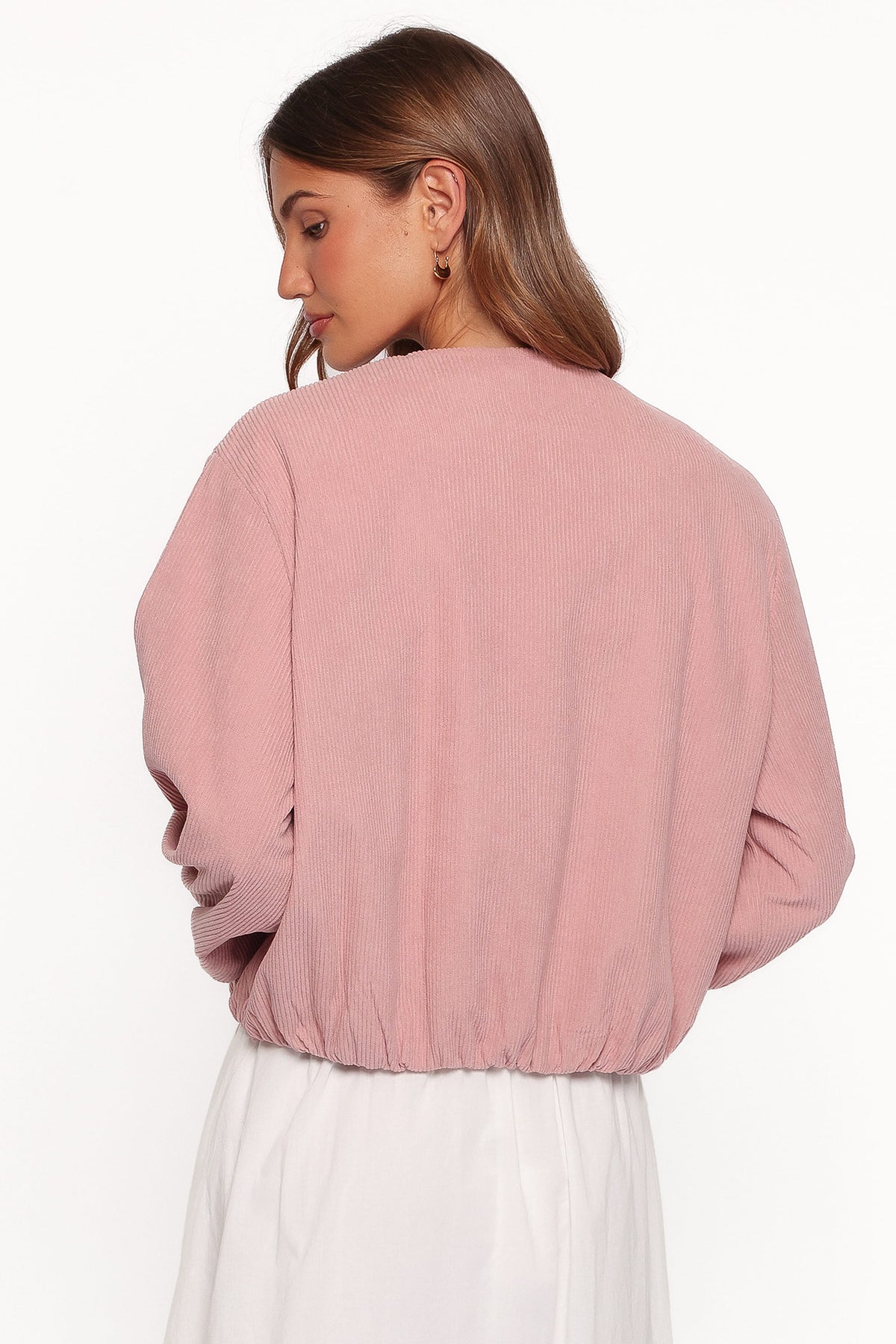 Elisa Cropped Bomber - Dusty Pink Corduroy