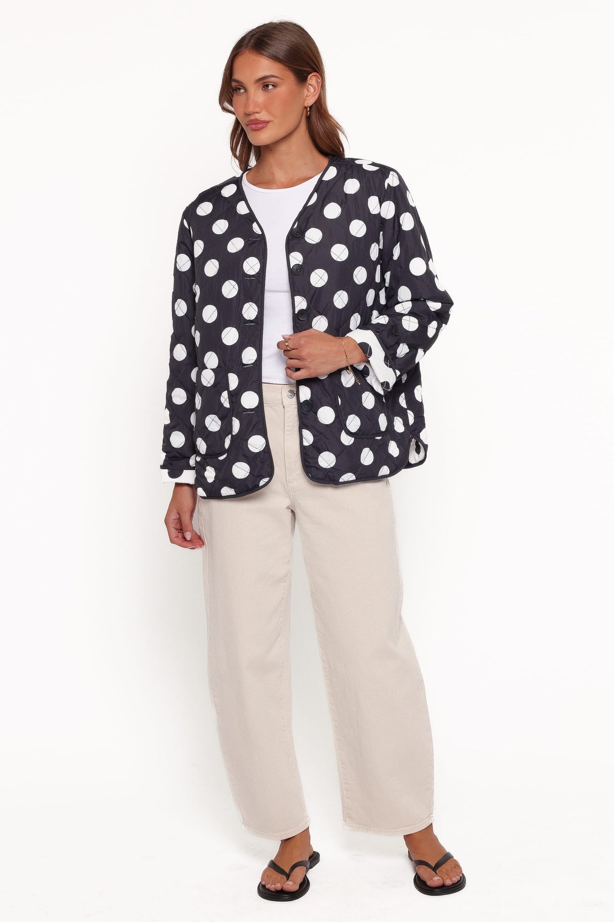 Immy Reversible Puffer Jacket - Black/White Dot