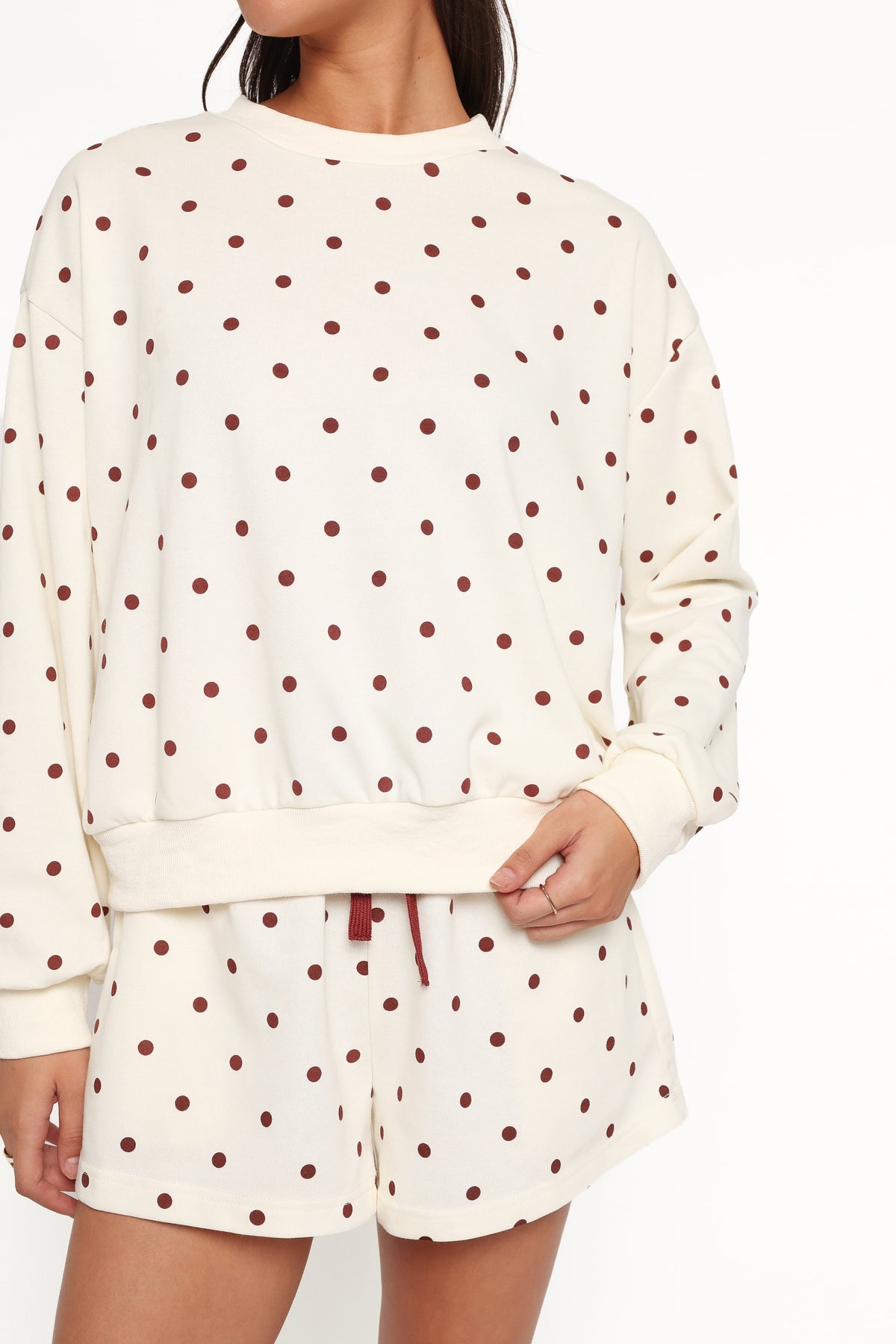 Novie Sweatshirt - Brown Polka Dot