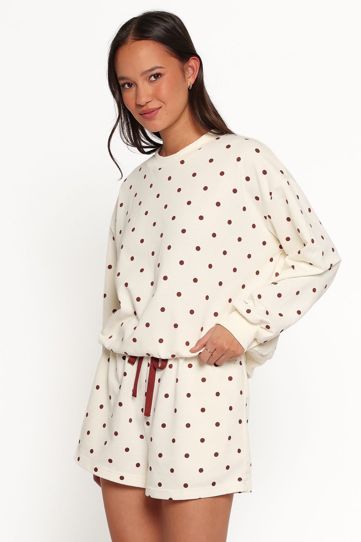 Novie Sweatshirt - Brown Polka Dot