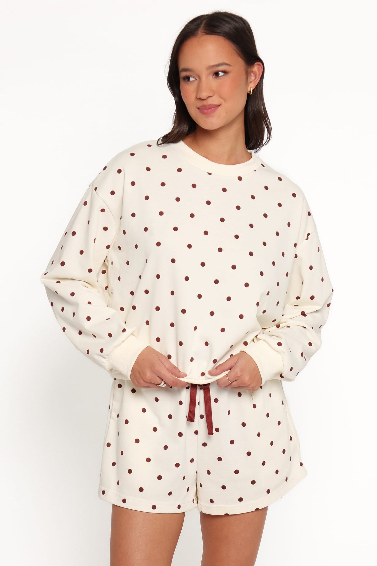 Novie Sweatshirt - Brown Polka Dot