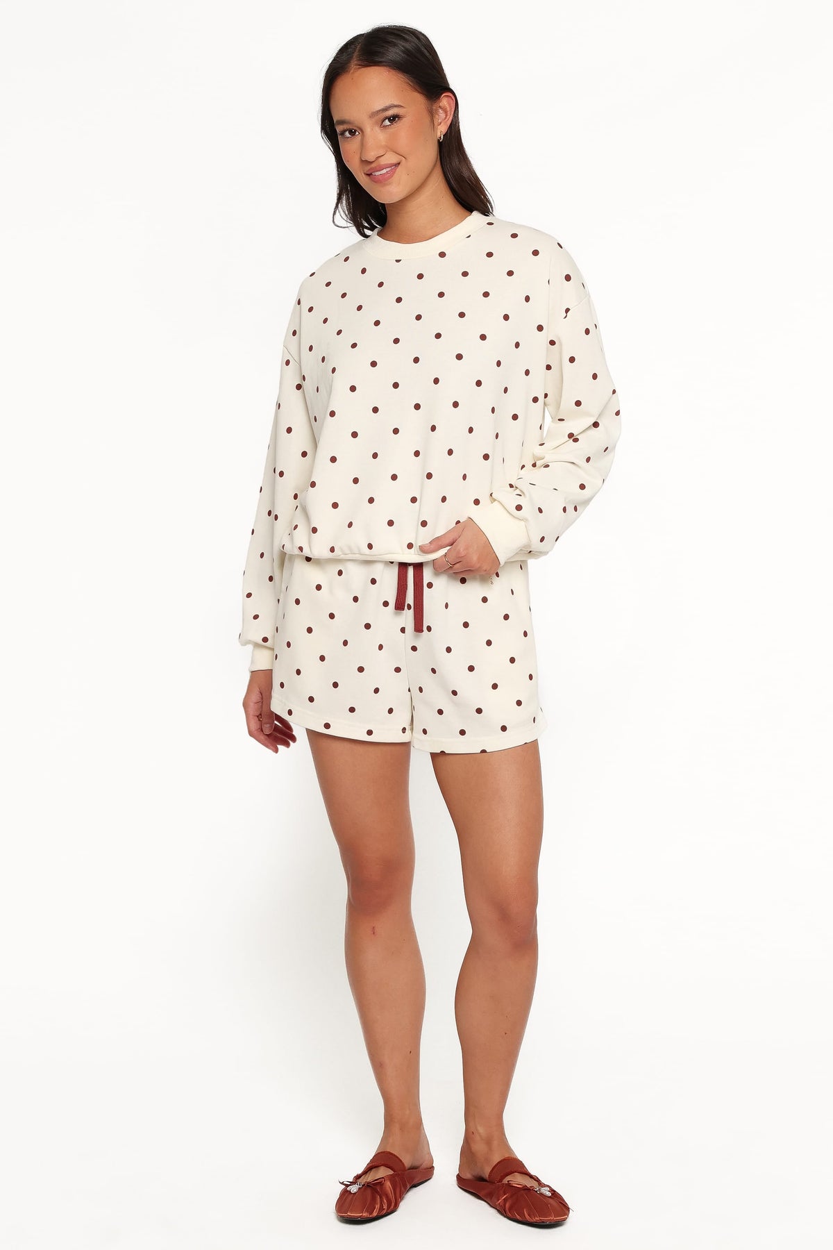 Novie Sweatshirt - Brown Polka Dot