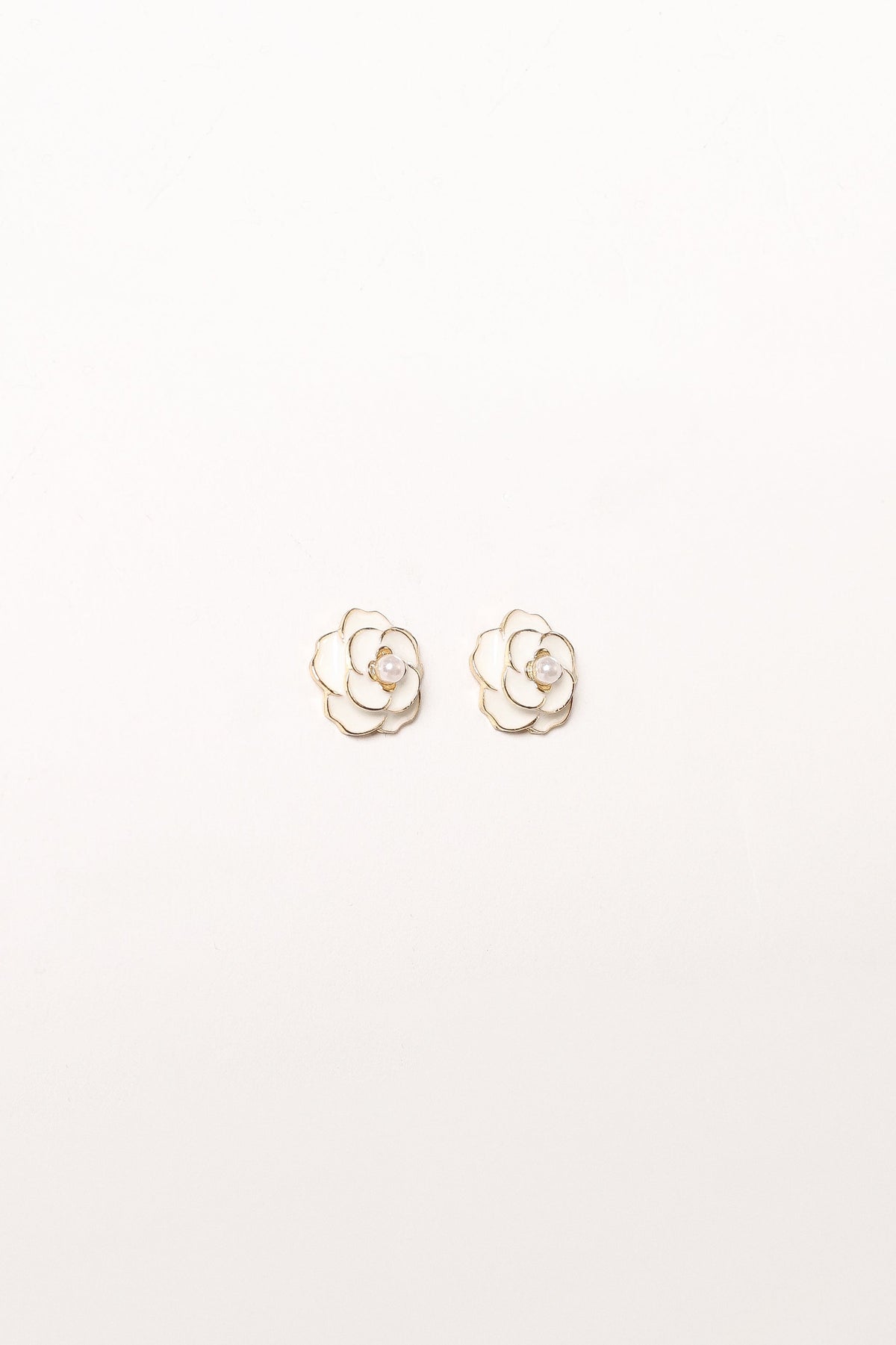 Reina Flower Earrings - Gold White