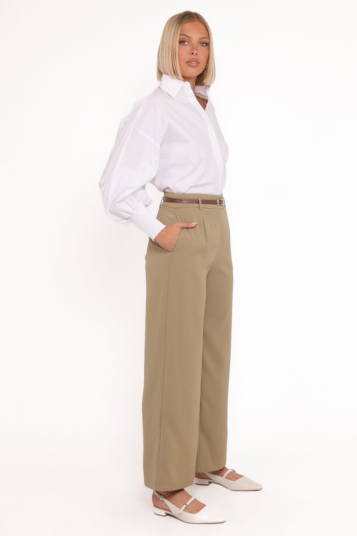 Ceres Belted Wide Leg Pant - Olive