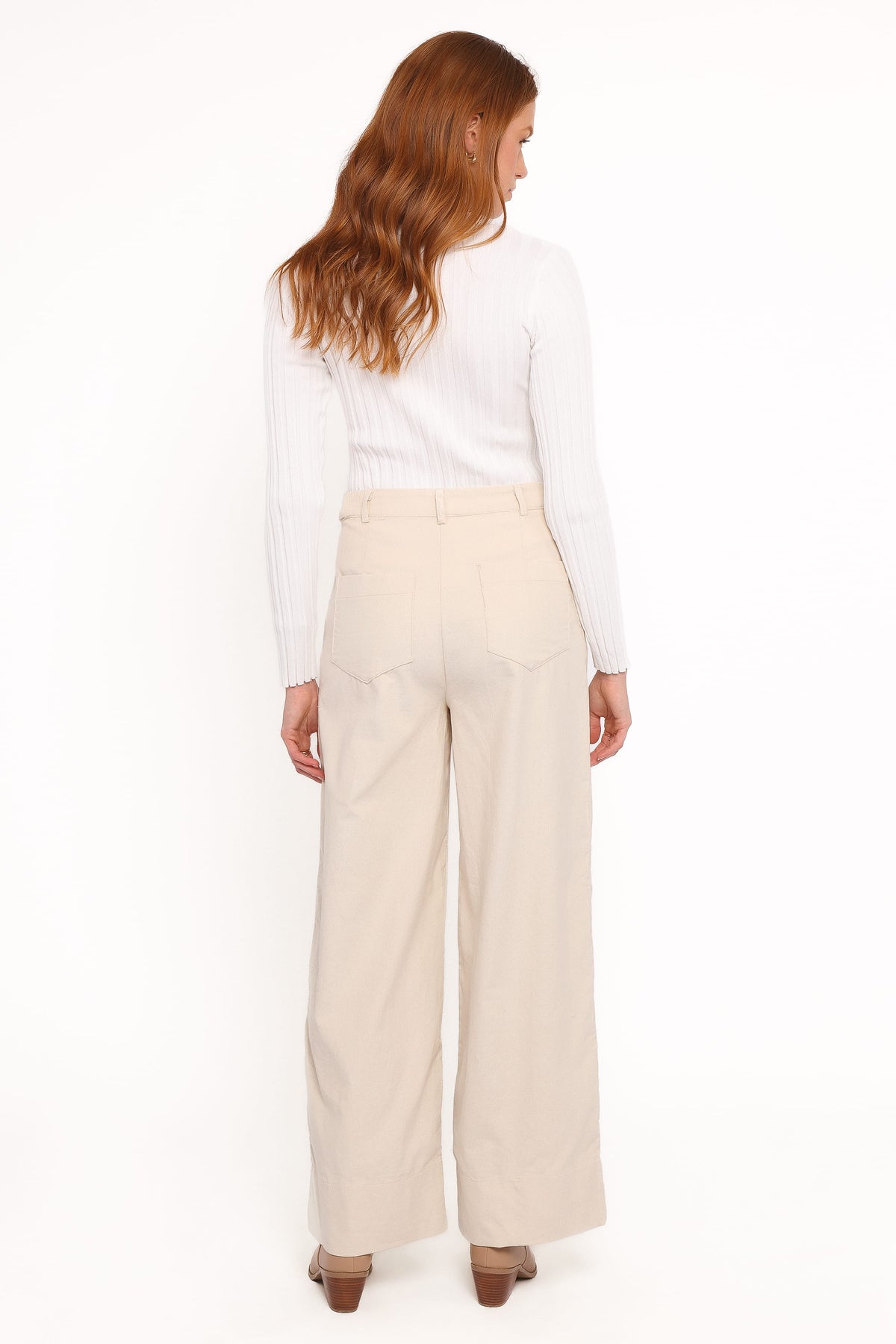 Faelan Wide Leg Cord Pants - Beige