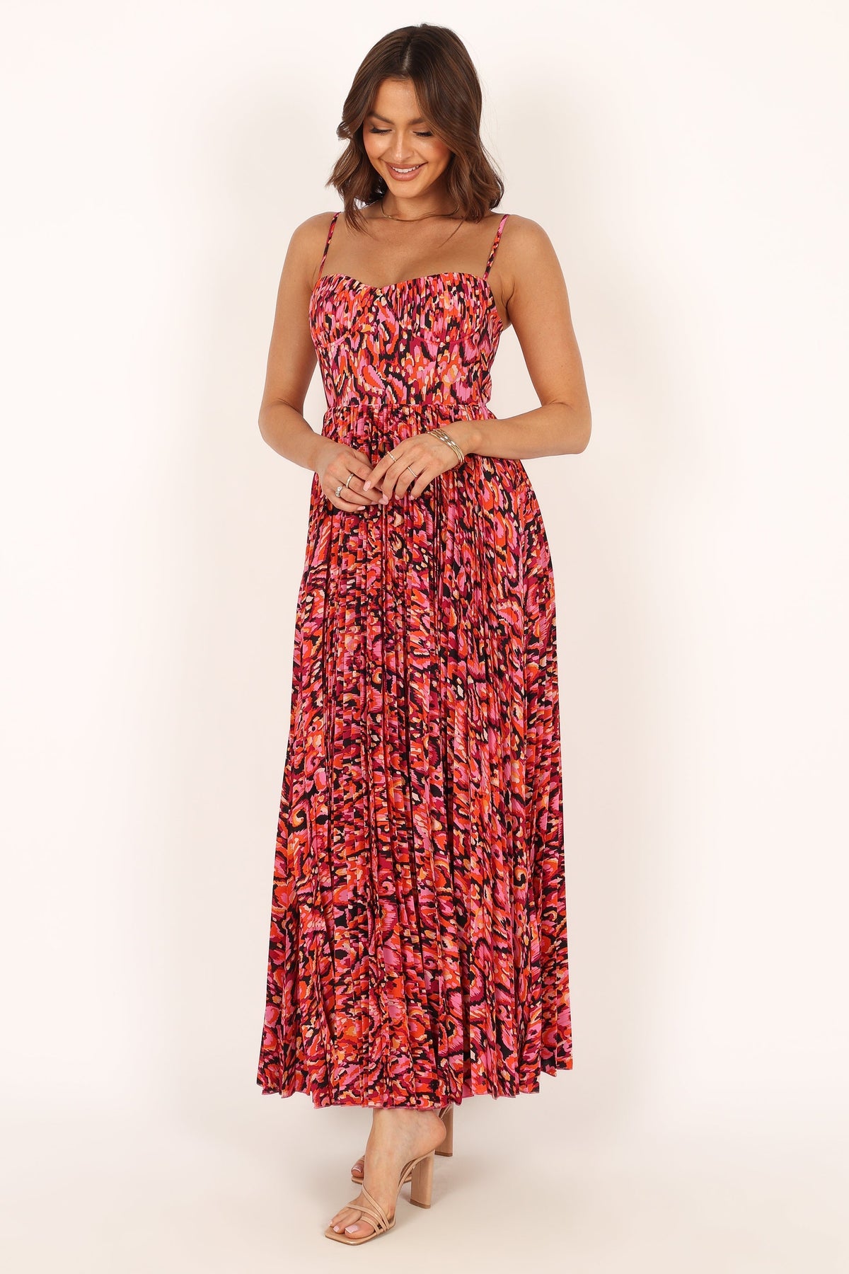 Achanti Pleated Maxi Dress - Pink Multi