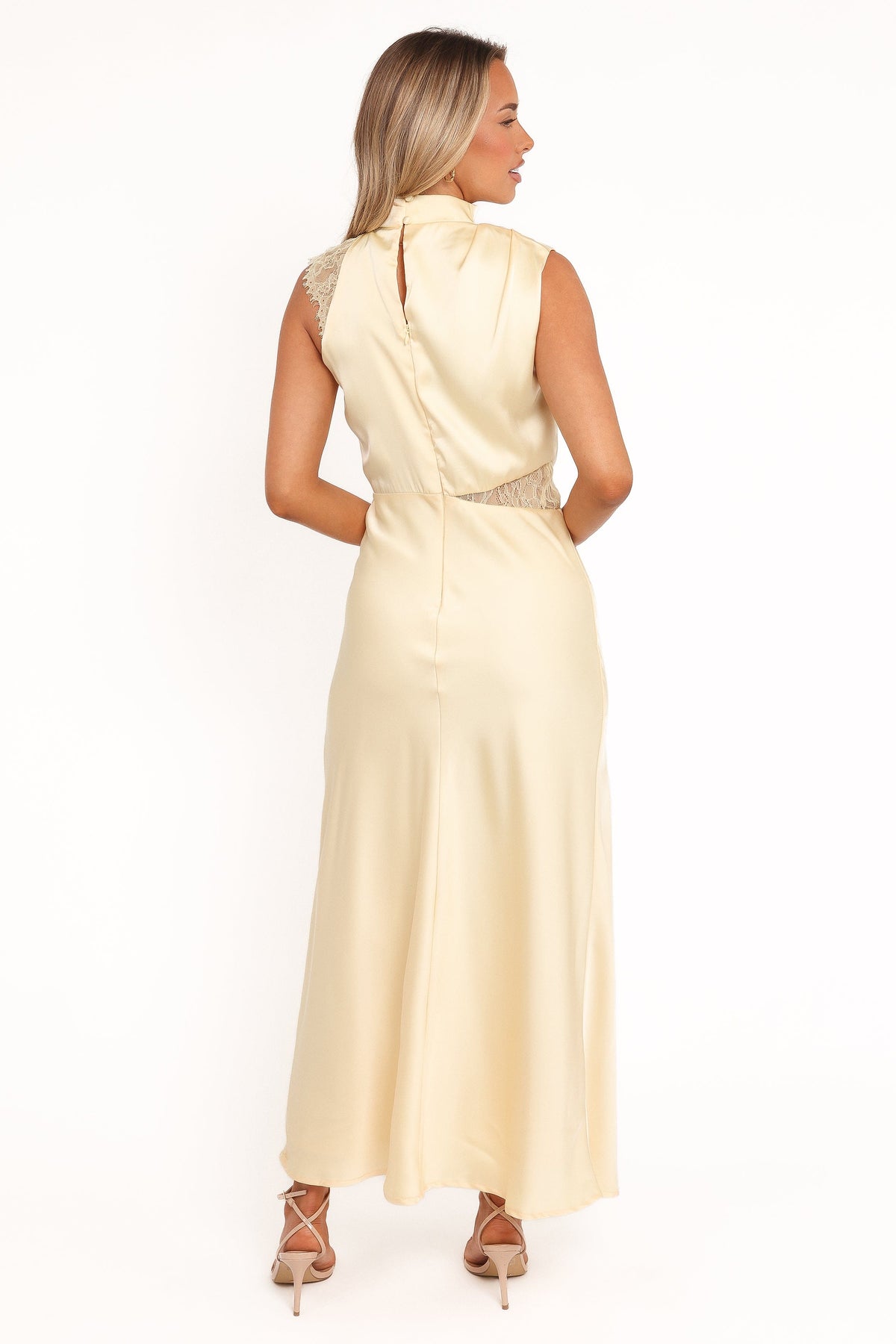 Anabelle Halter Neck Lace Maxi Dress - Butter Yellow