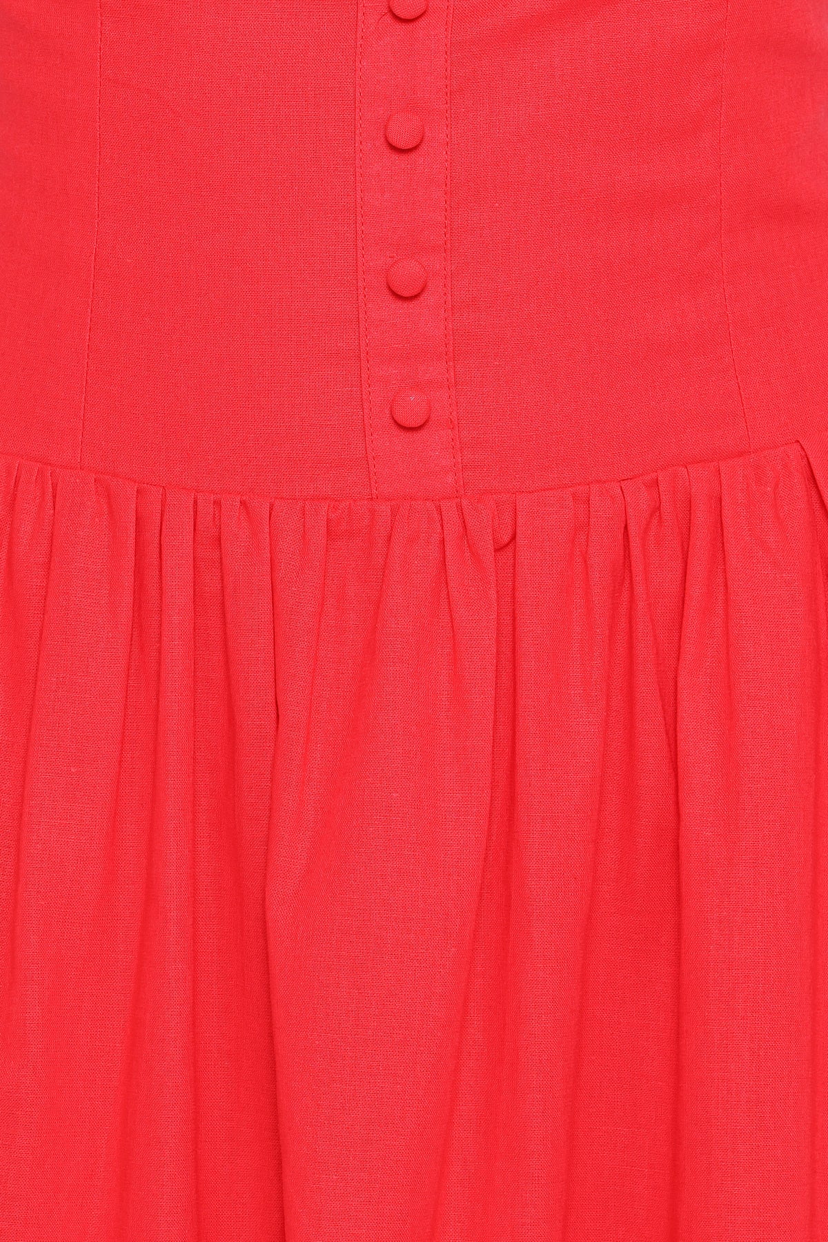 Evie Button Front Maxi Dress - Red