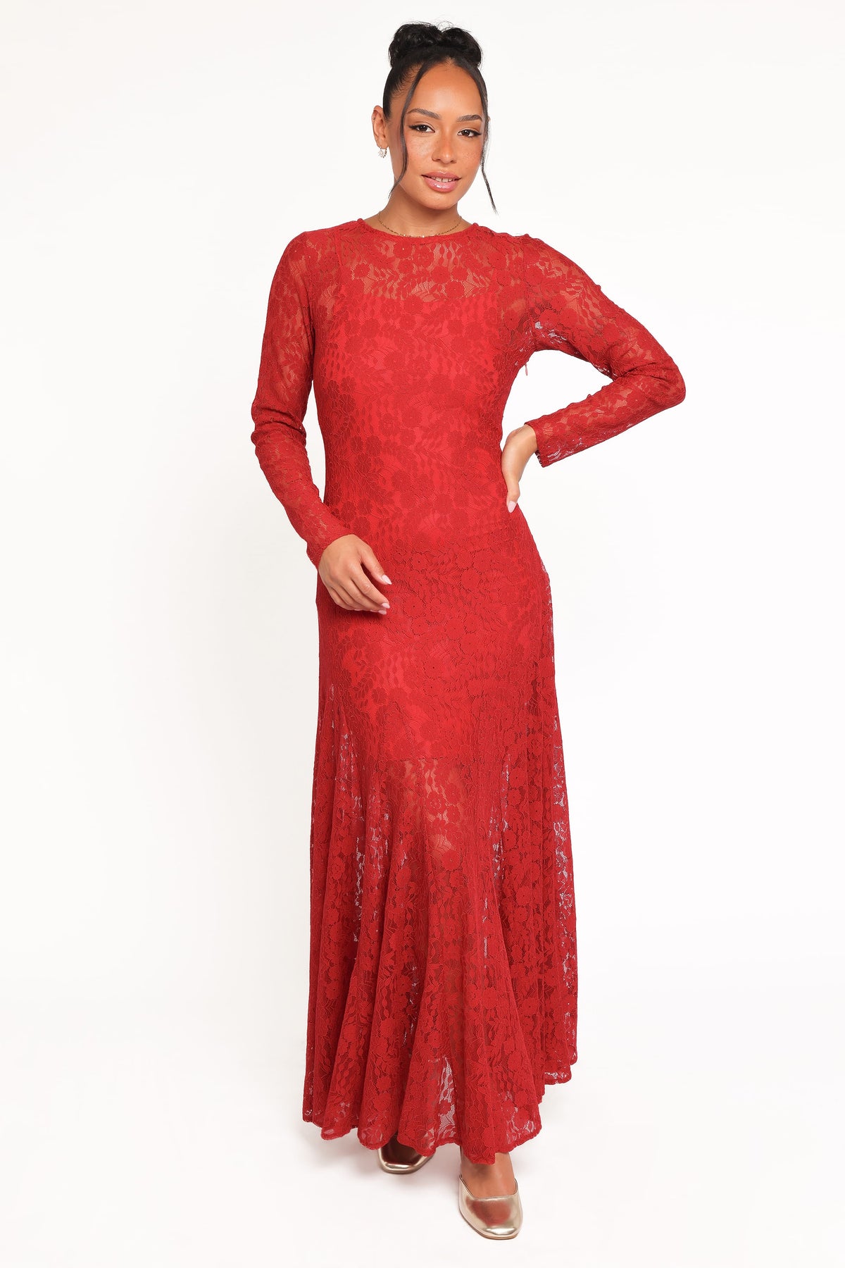 Keani Long Sleeve Maxi Dress - Red