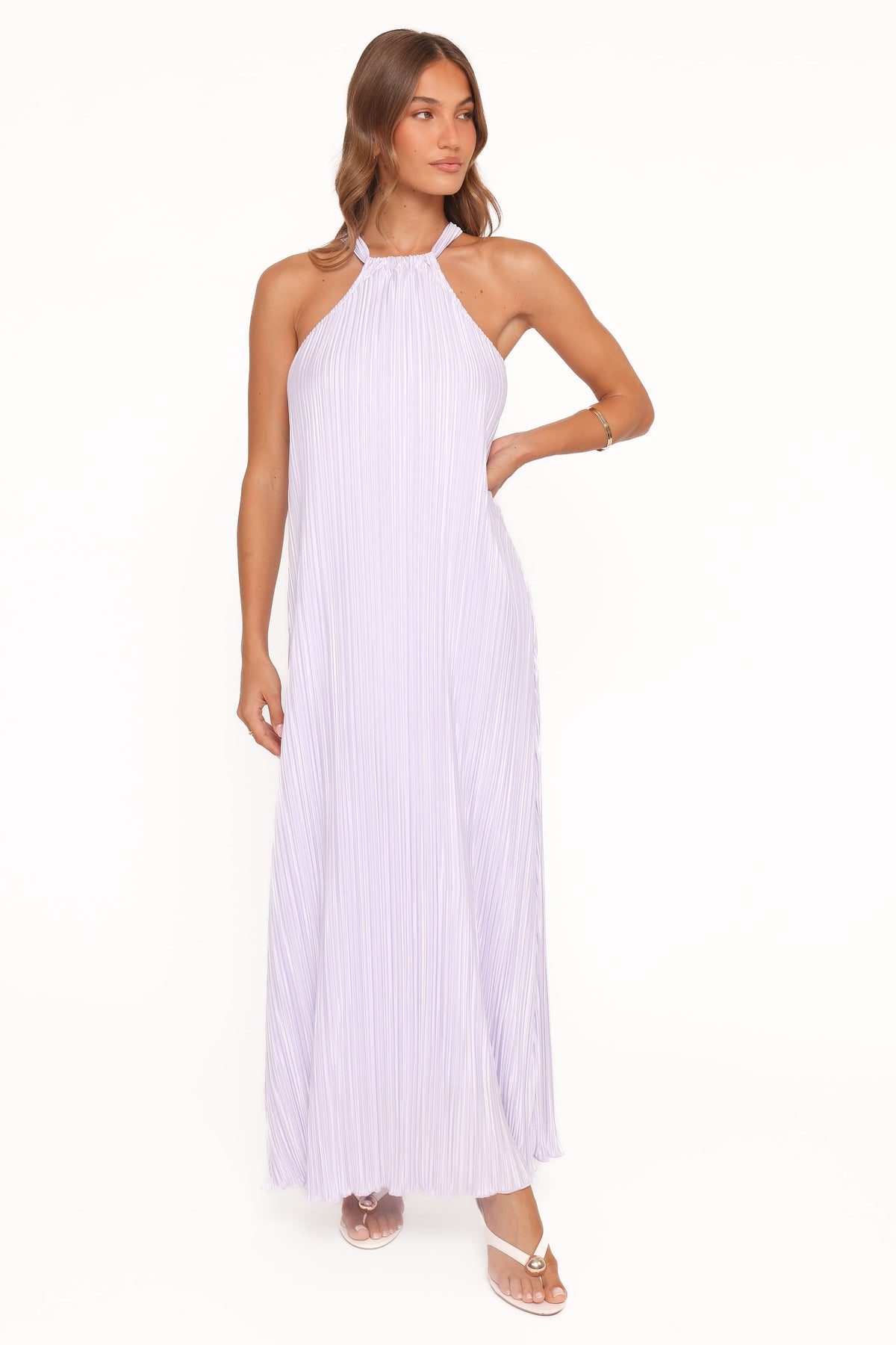 Melody Plisse Halter Maxi Dress - Lavender