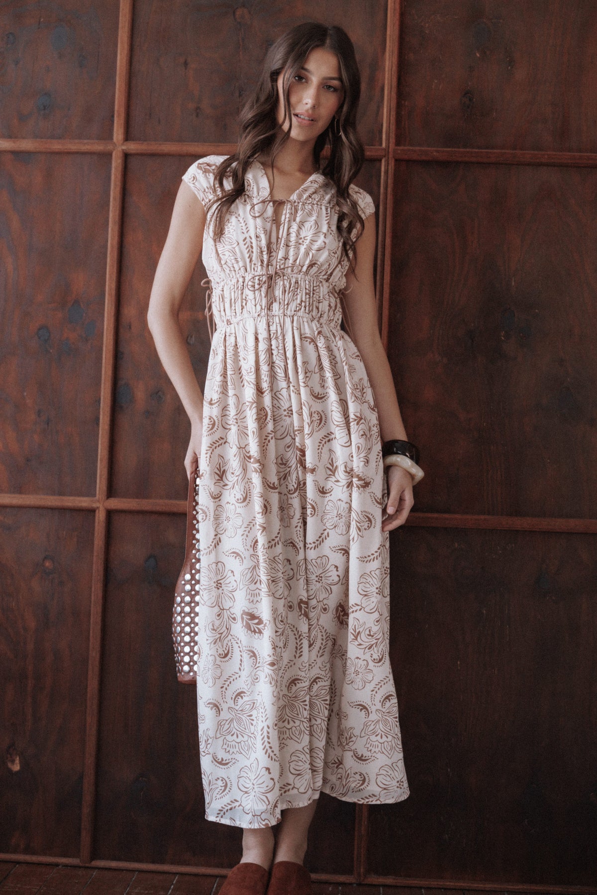 Safira Midi Dress - Brown Paisley