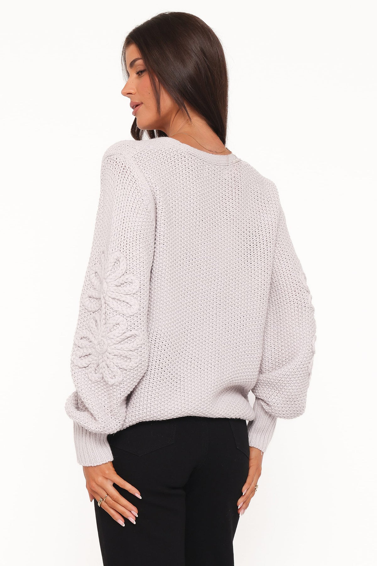 Arcadia Floral Cardigan - Light Grey
