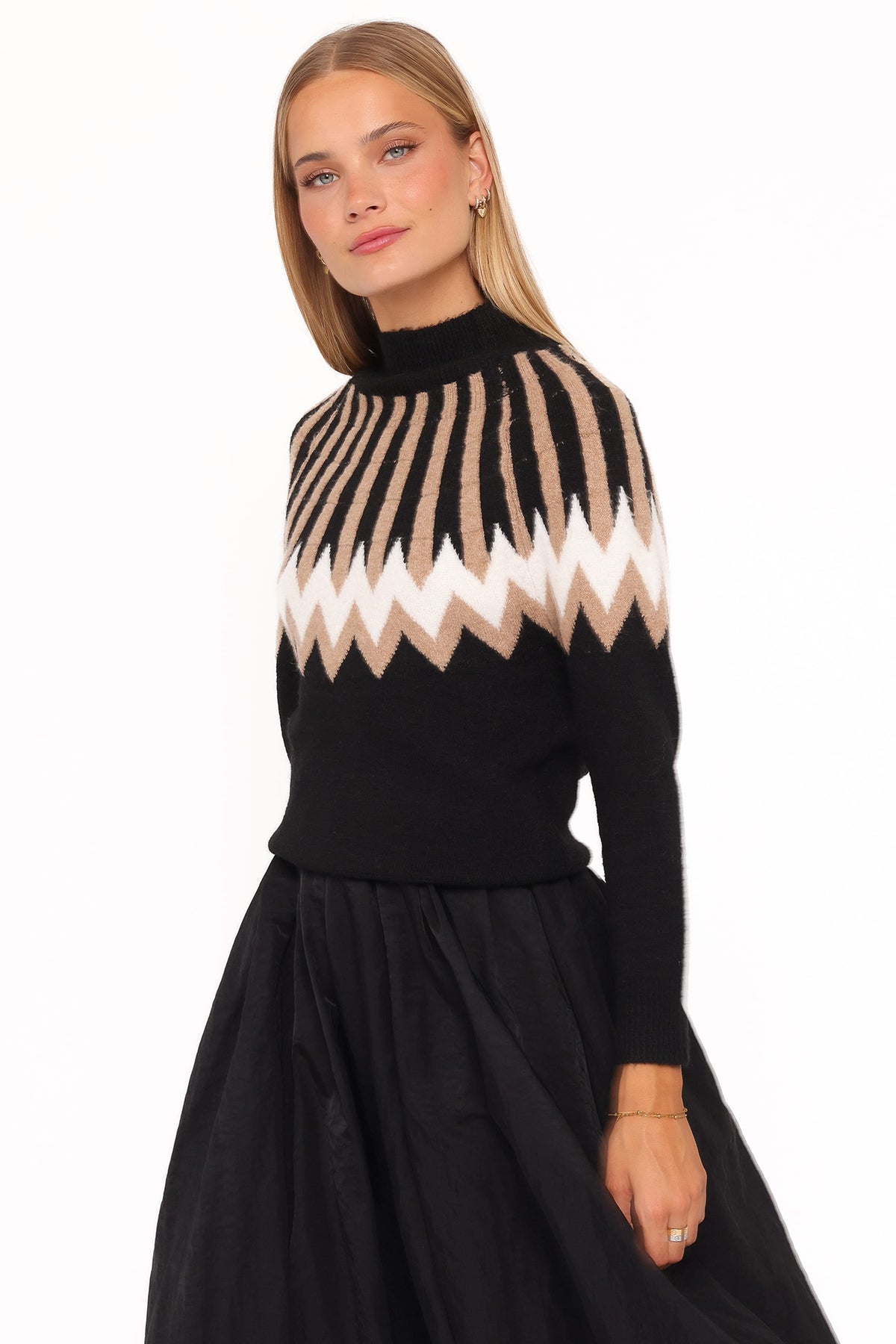 Donner Fairisle Mockneck Sweater - Black