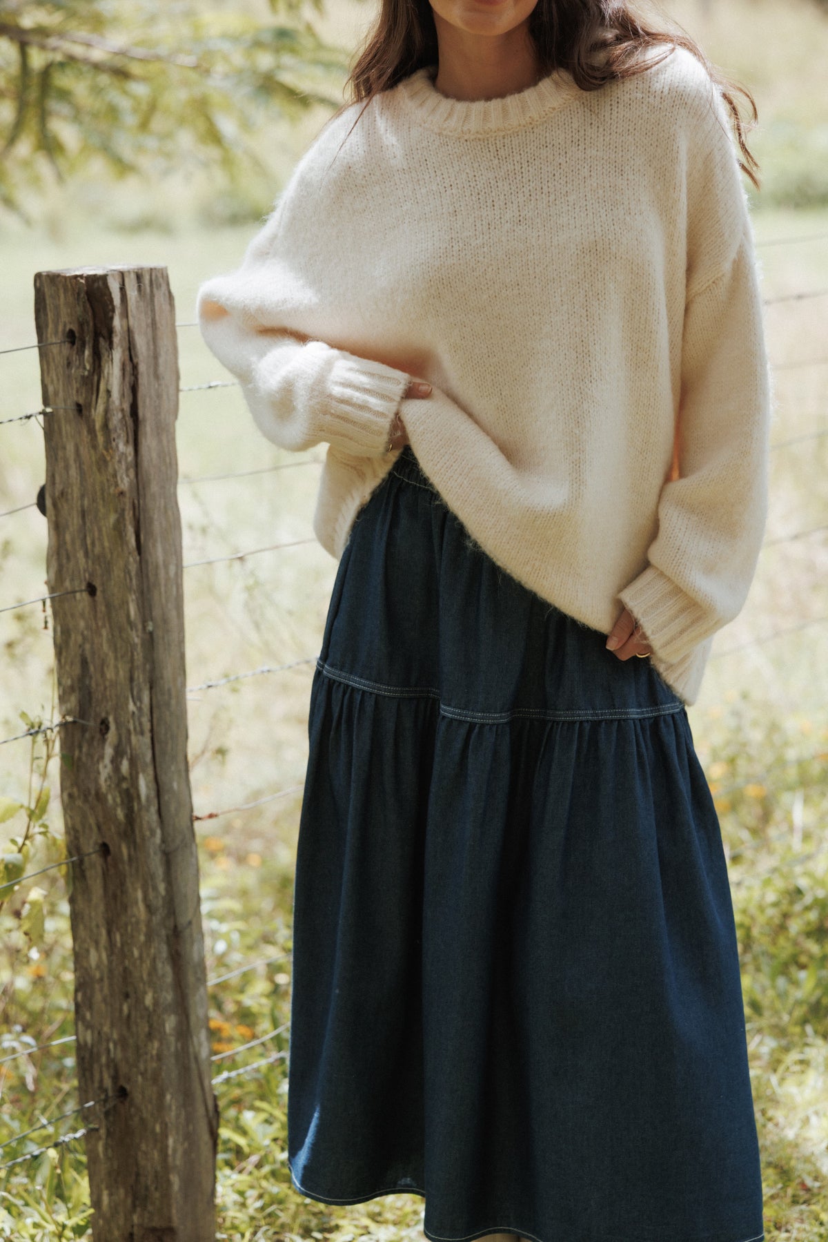 Lloyd Oversized Crew Knit Sweater - Cream
