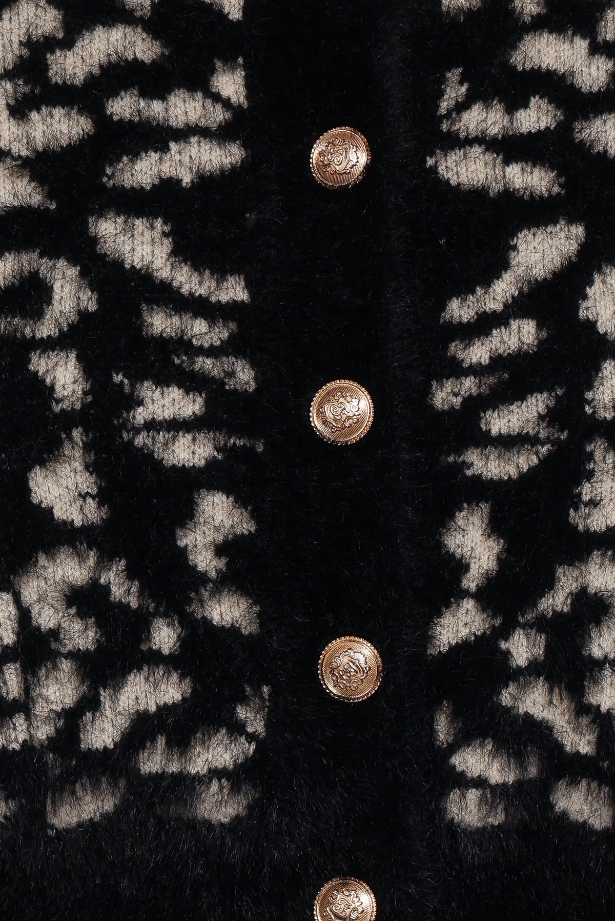 Tyra Animal Print Faux Mohair Cardigan - Black