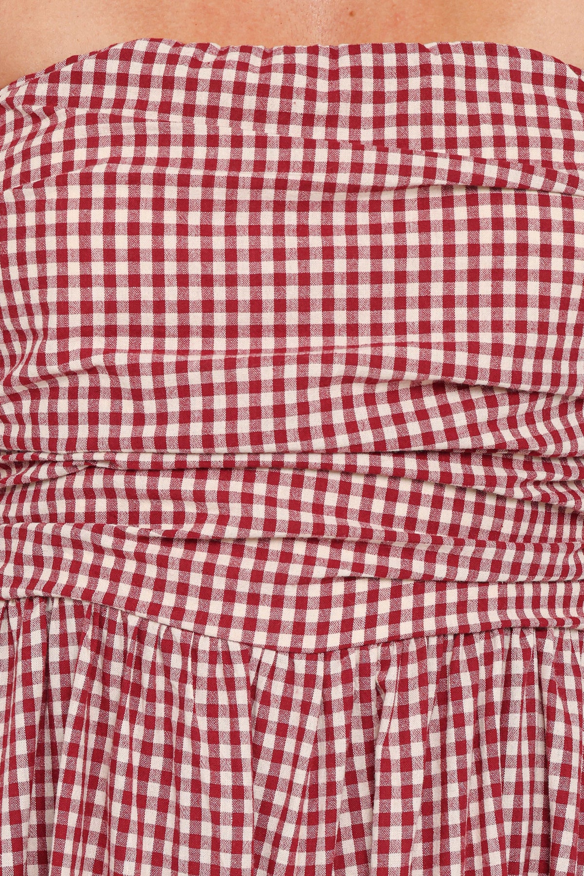 Paige Strapless Jumpsuit - Red Gingham