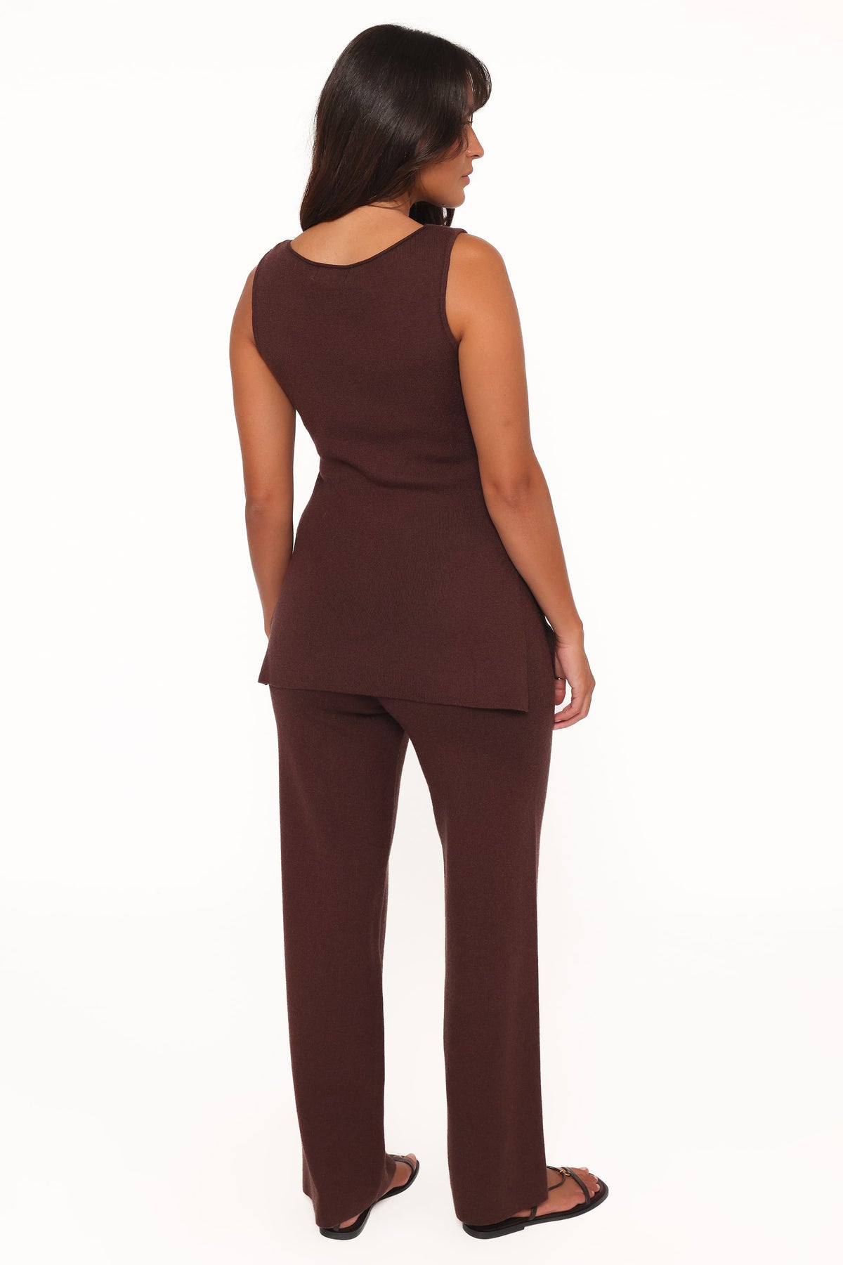 Beth Knitted Pant Set - Chocolate