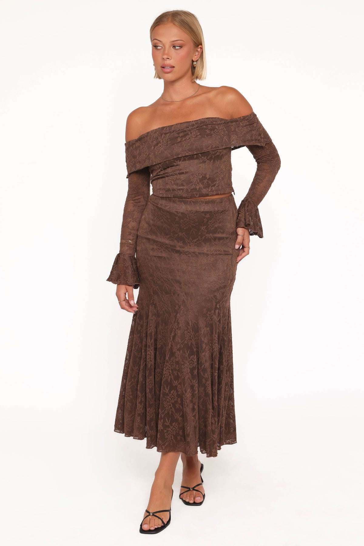 Bromley Lace Skirt Set - Brown