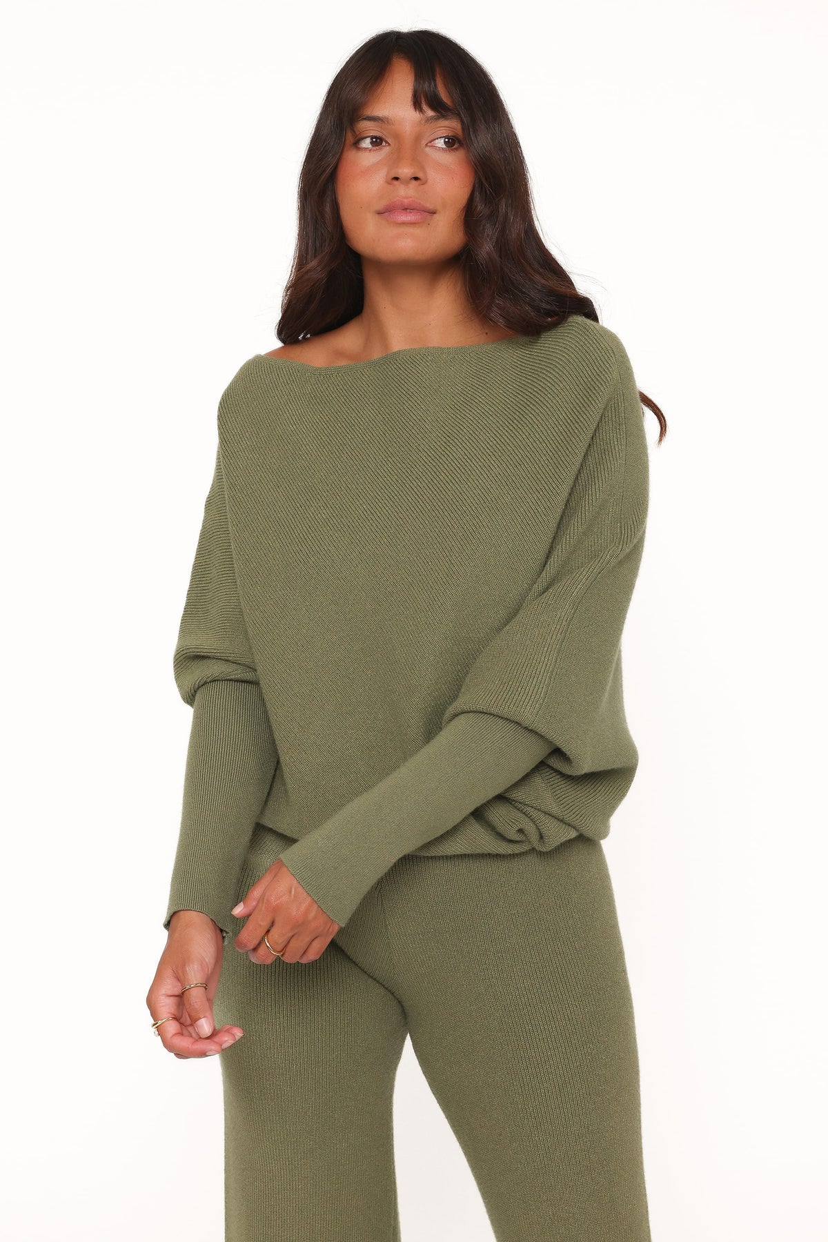 Gennie Knitted Pant Set - Avocado