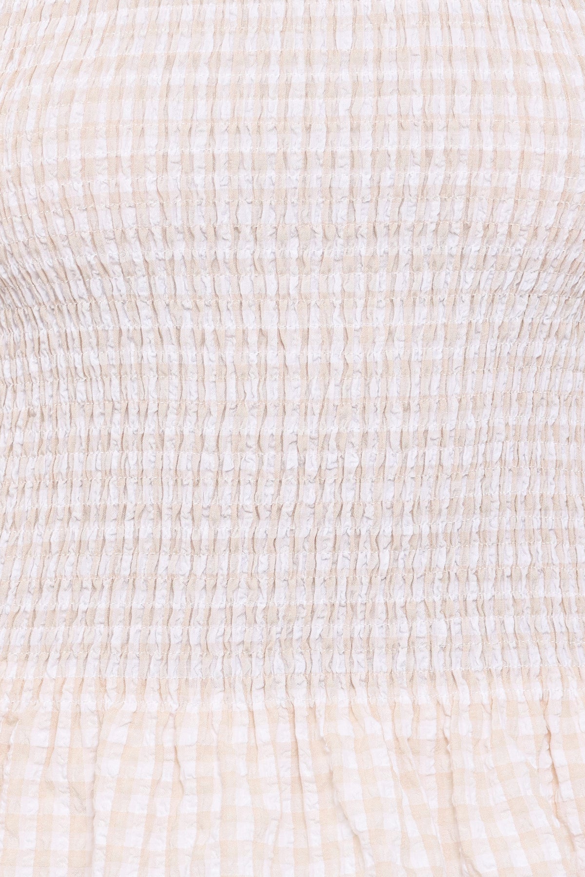 Callista Shirred Waist Top - Beige Gingham