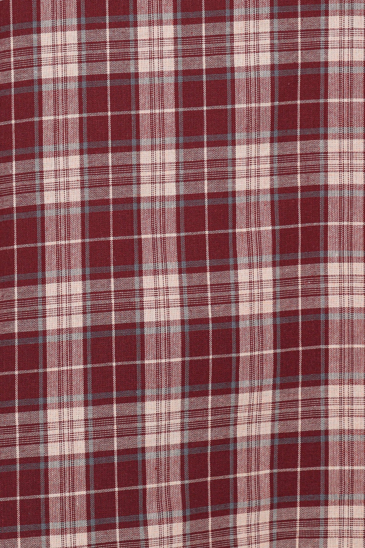 Evandri Frill Collar Top - Burgundy Plaid