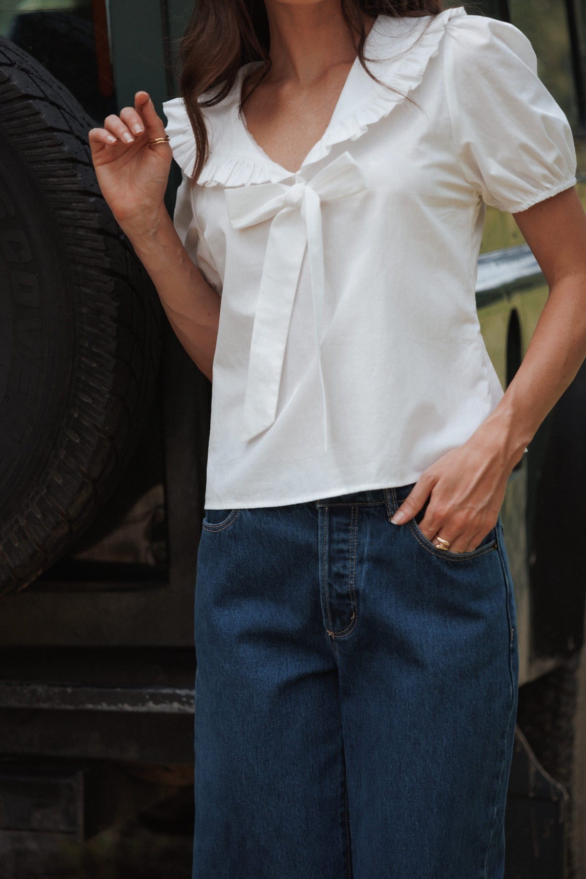 Fleming Frill Collar Shirt - White