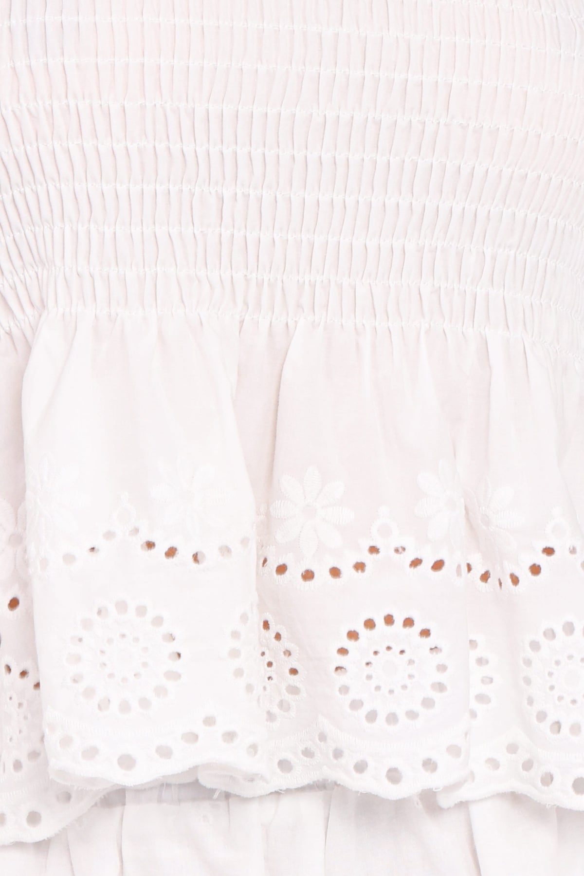 Gretal Smocked Eyelet Top - White