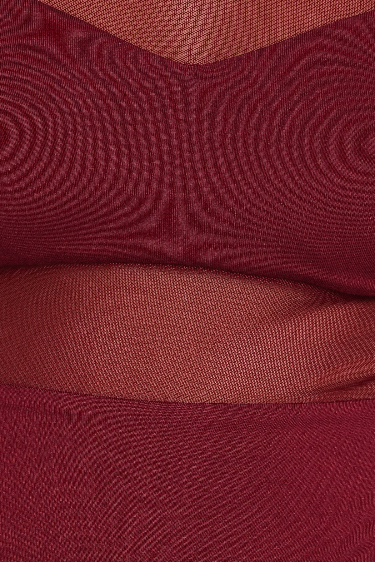 Kingsley Mesh Long Sleeve Bodysuit - Merlot