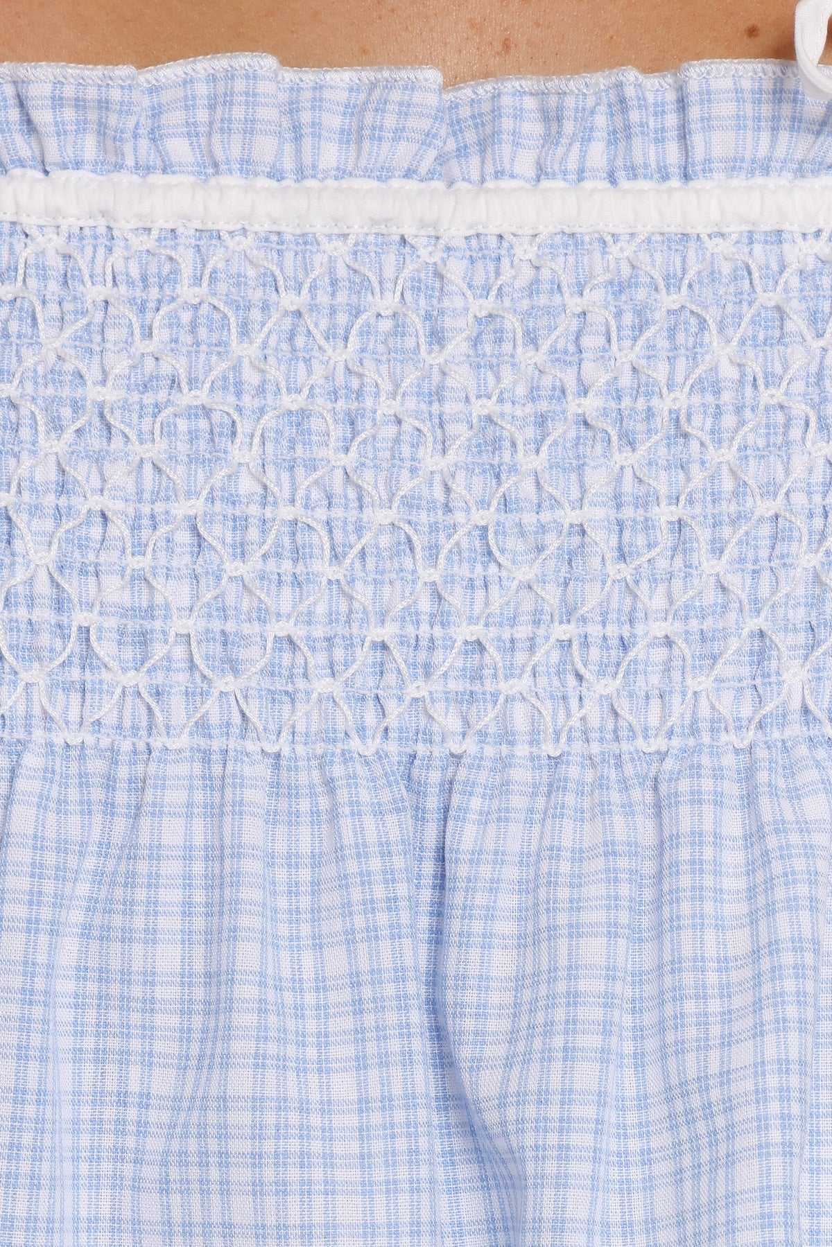 Mireille Baby Doll Top - Blue Gingham