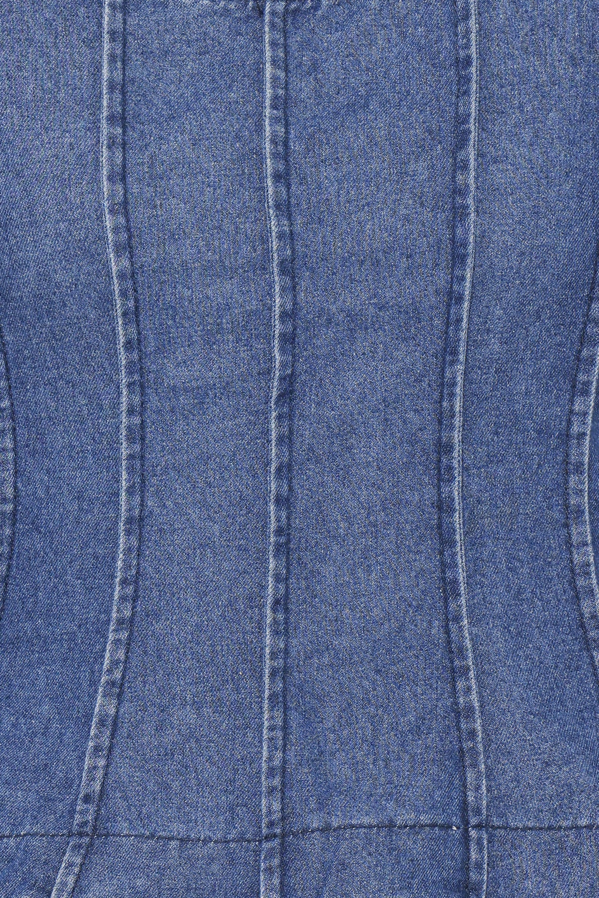 Saylor Denim Peplum Top - Blue Medium Wash