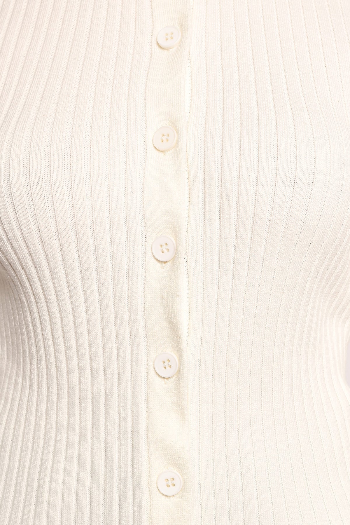 Searie Ribbed Cardigan Top - Cream